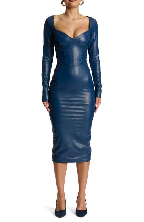 knee length dresses for ladies VEE FAUX LEATHER CROC MIDI DRESS  AKIRA