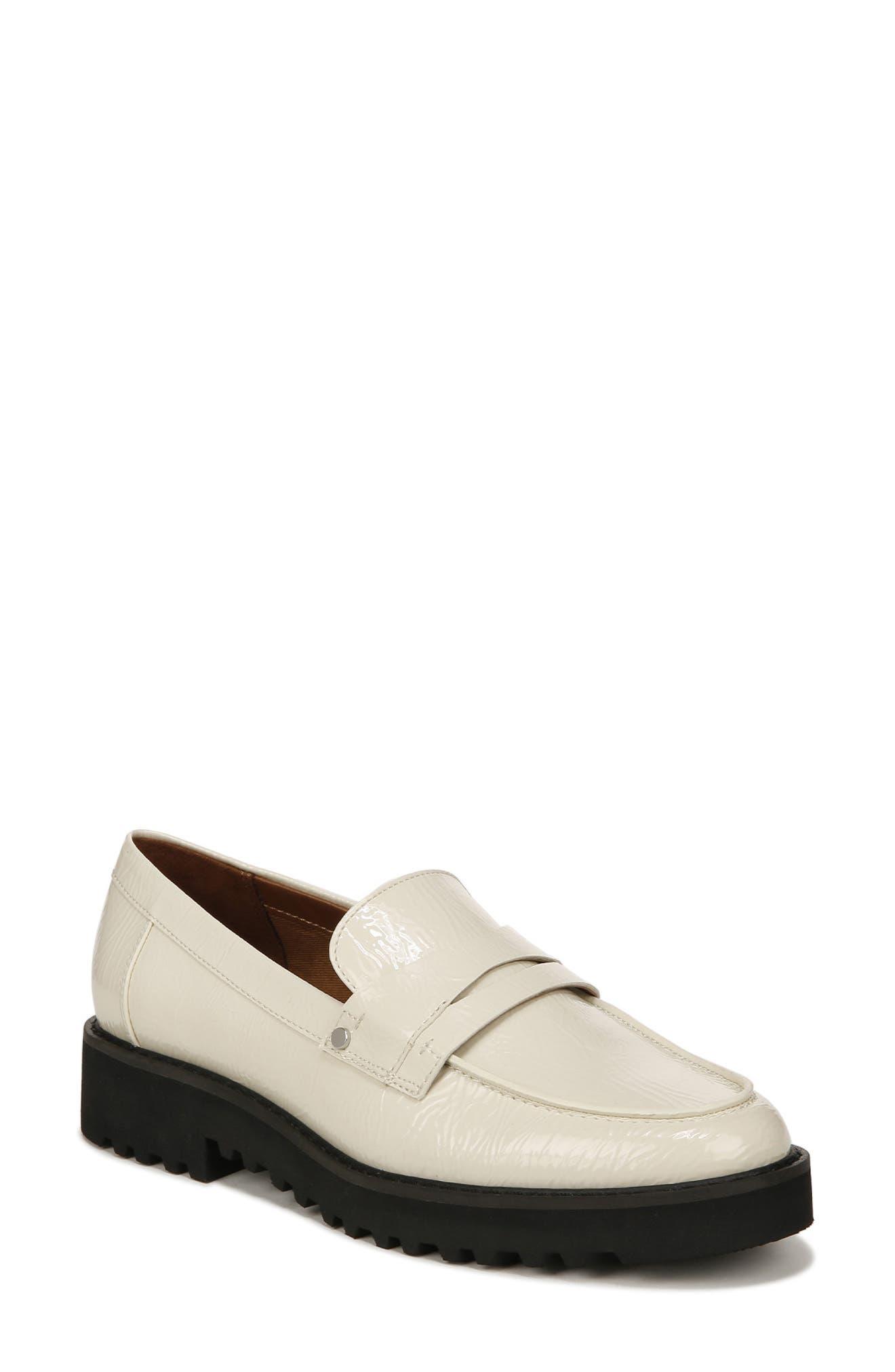 Franco Sarto Cassandra Patent Lug Sole Penny Loafer in White | Lyst