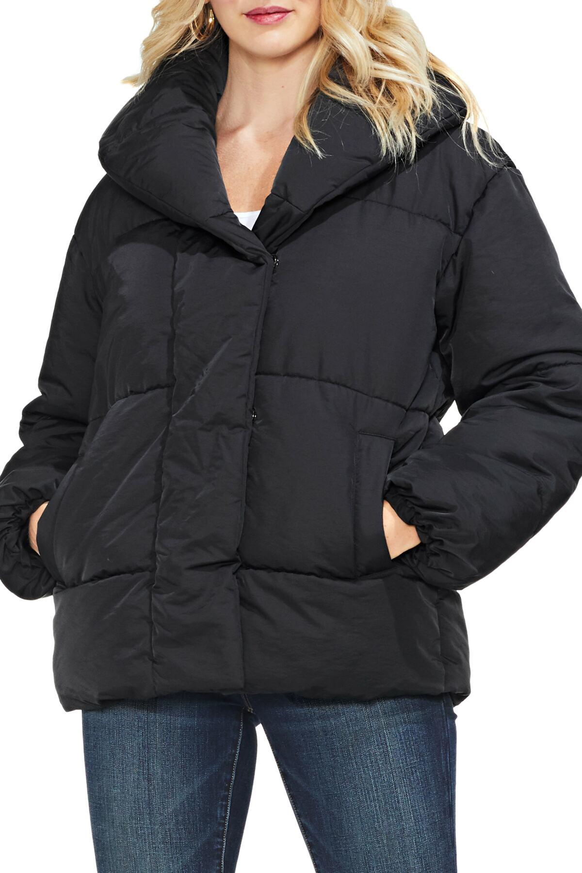Download Vince Camuto Matte Quilted Puffer Jacket in Black - Lyst