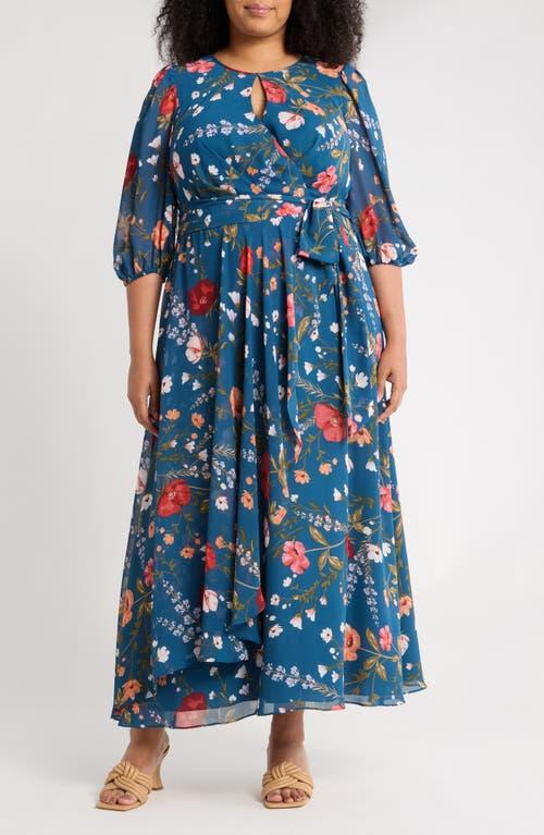 eliza j blue floral maxi dress Long Sleeve in tumble dry burgundy dresses for wedding baby birthday dress available Size:9