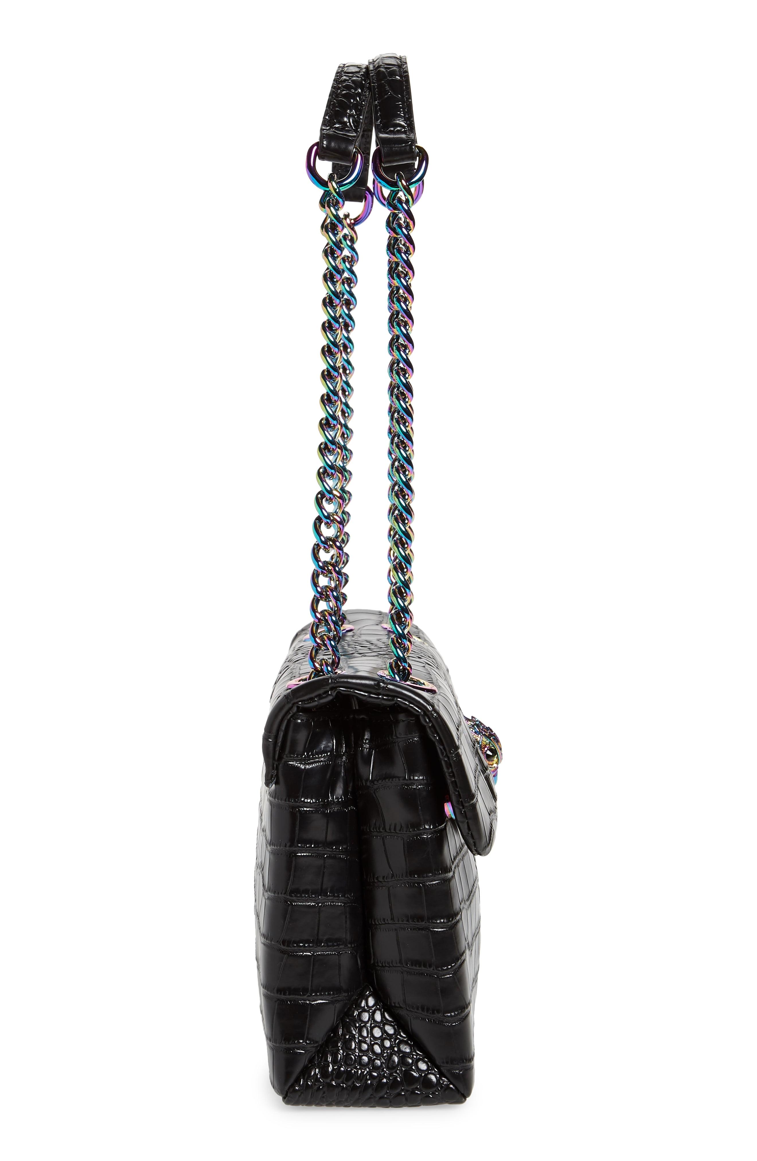 large kensington croc embossed leather shoulder bolsa