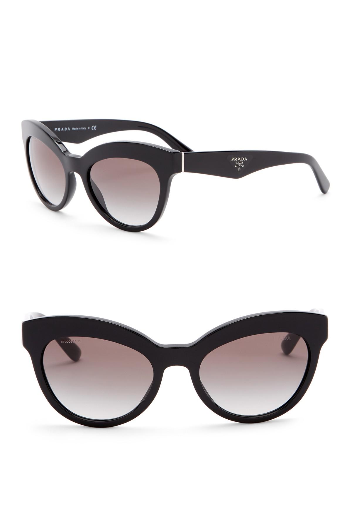 Prada 53mm Cat Eye Sunglasses in Black - Lyst