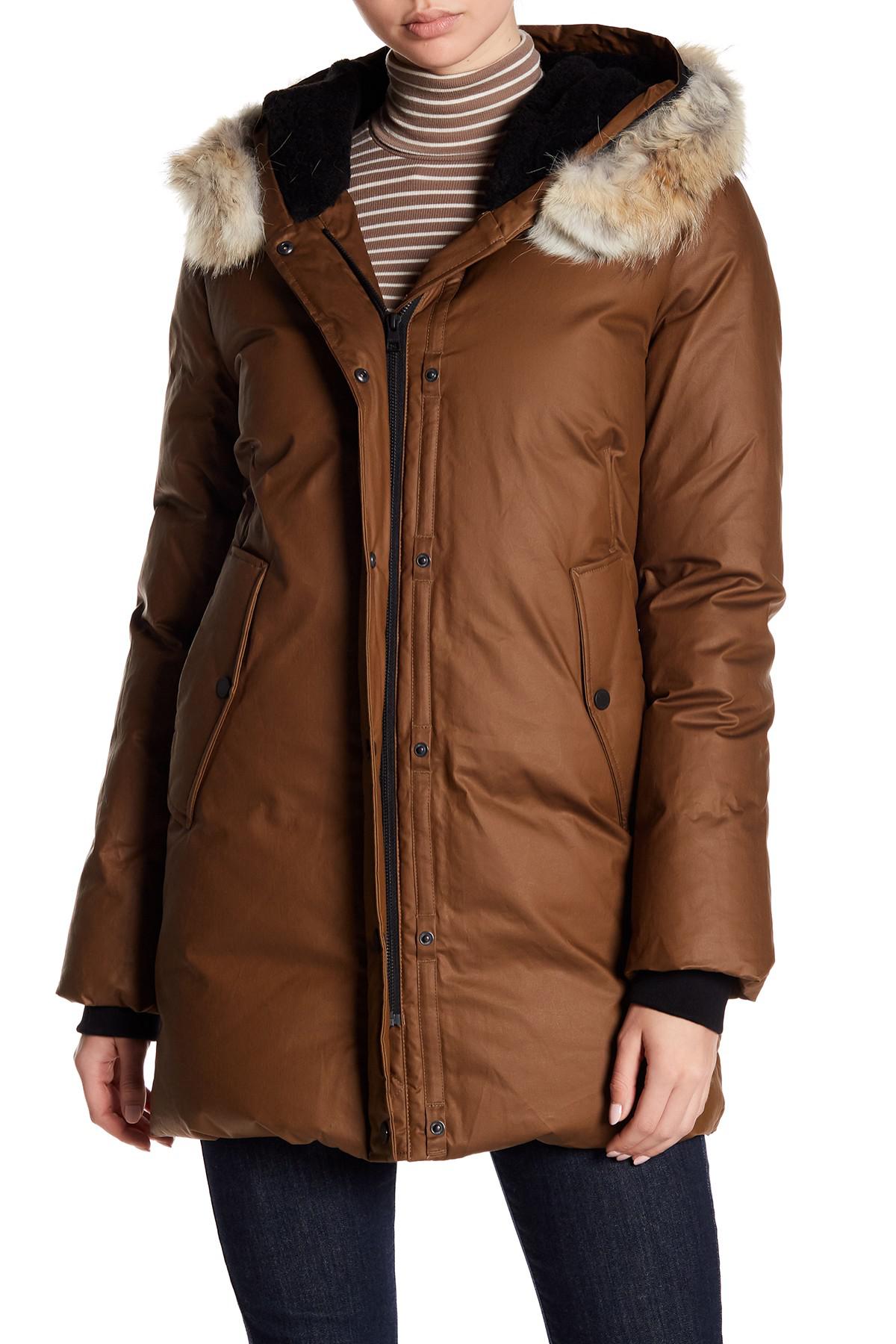 soia & kyo quilted zoelane jacket with fur trim hood