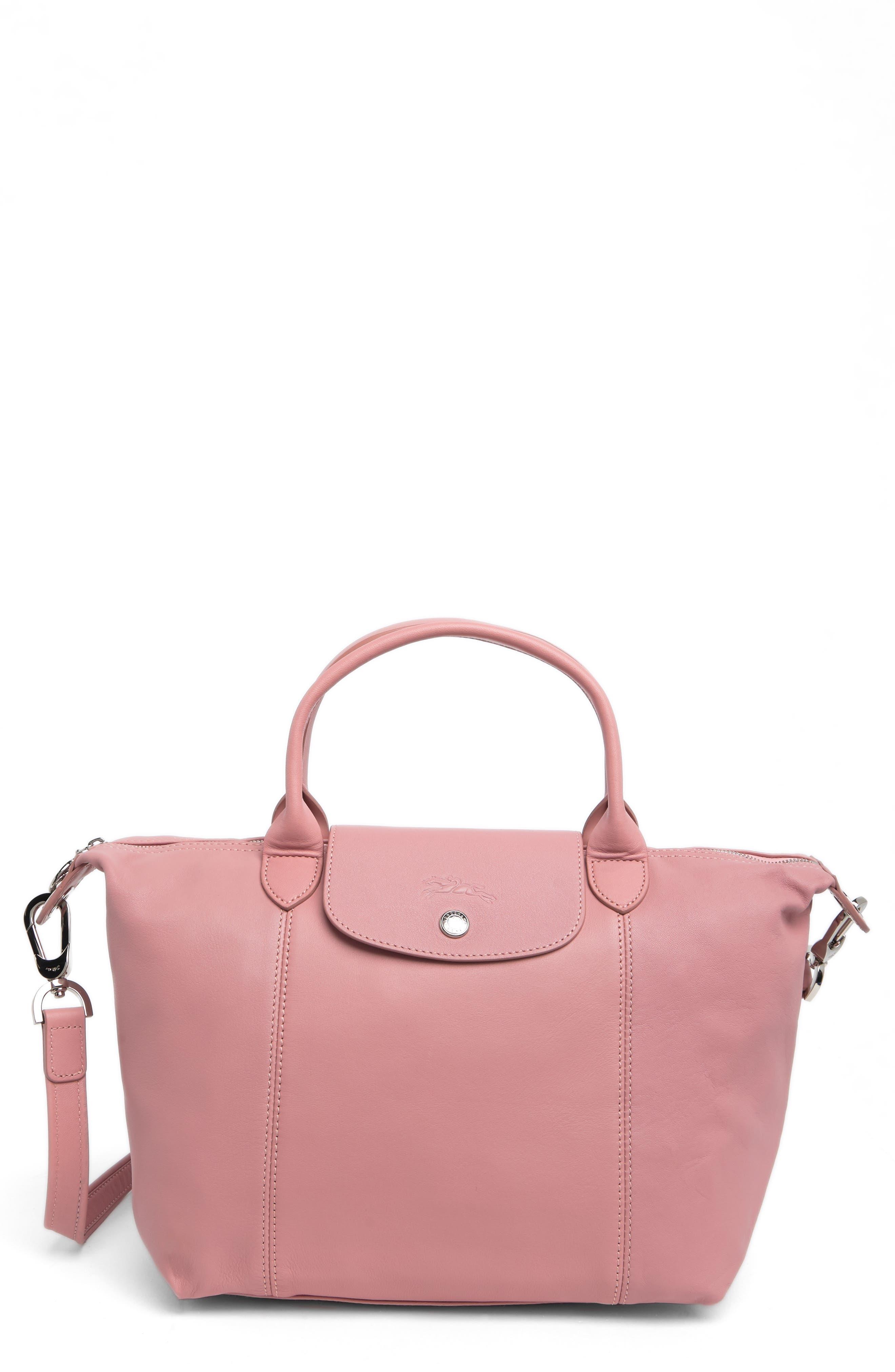 Longchamp Small Le Pliage Leather Crossbody Tote In Blush At Nordstrom