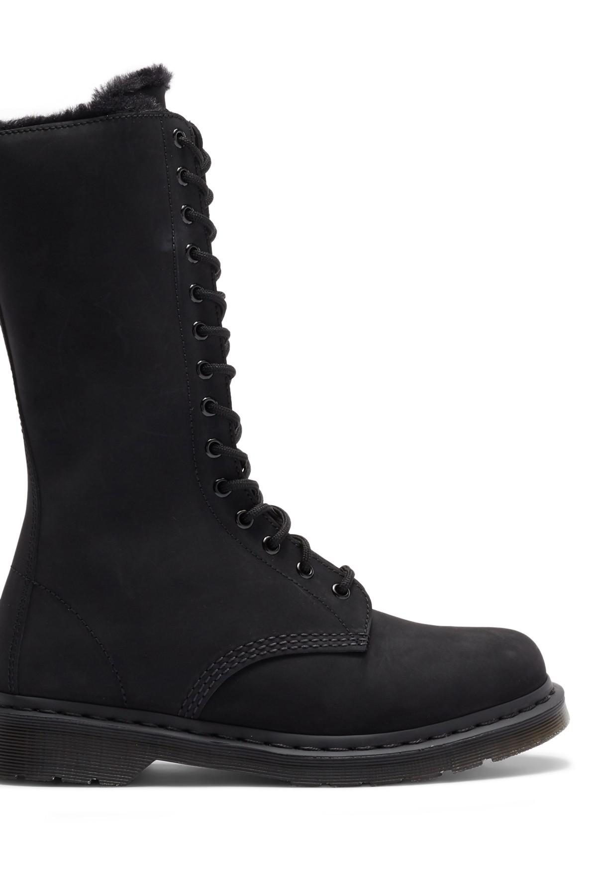 black dr martens fur lined