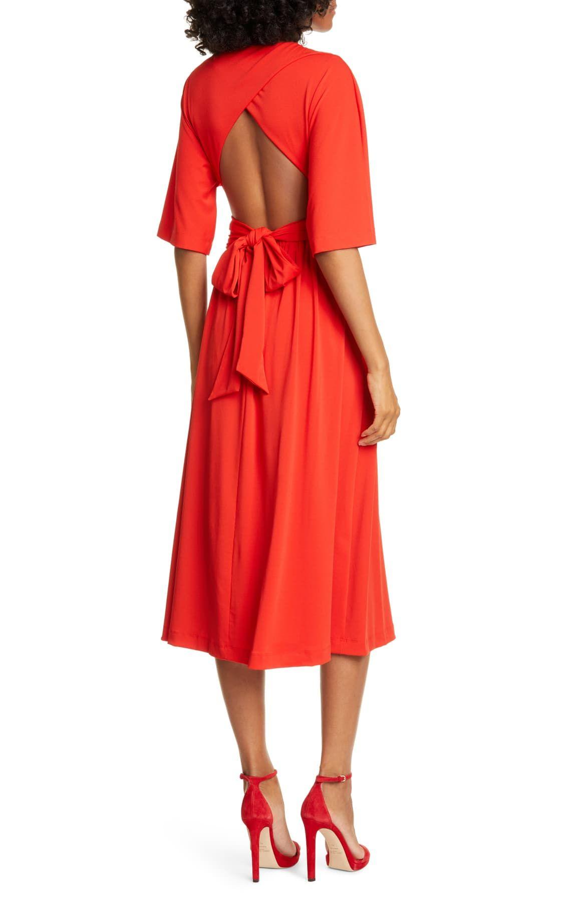 Ted Baker Synthetic Cross Over Wrap Midi Dress in Bright Red (Red) - Lyst