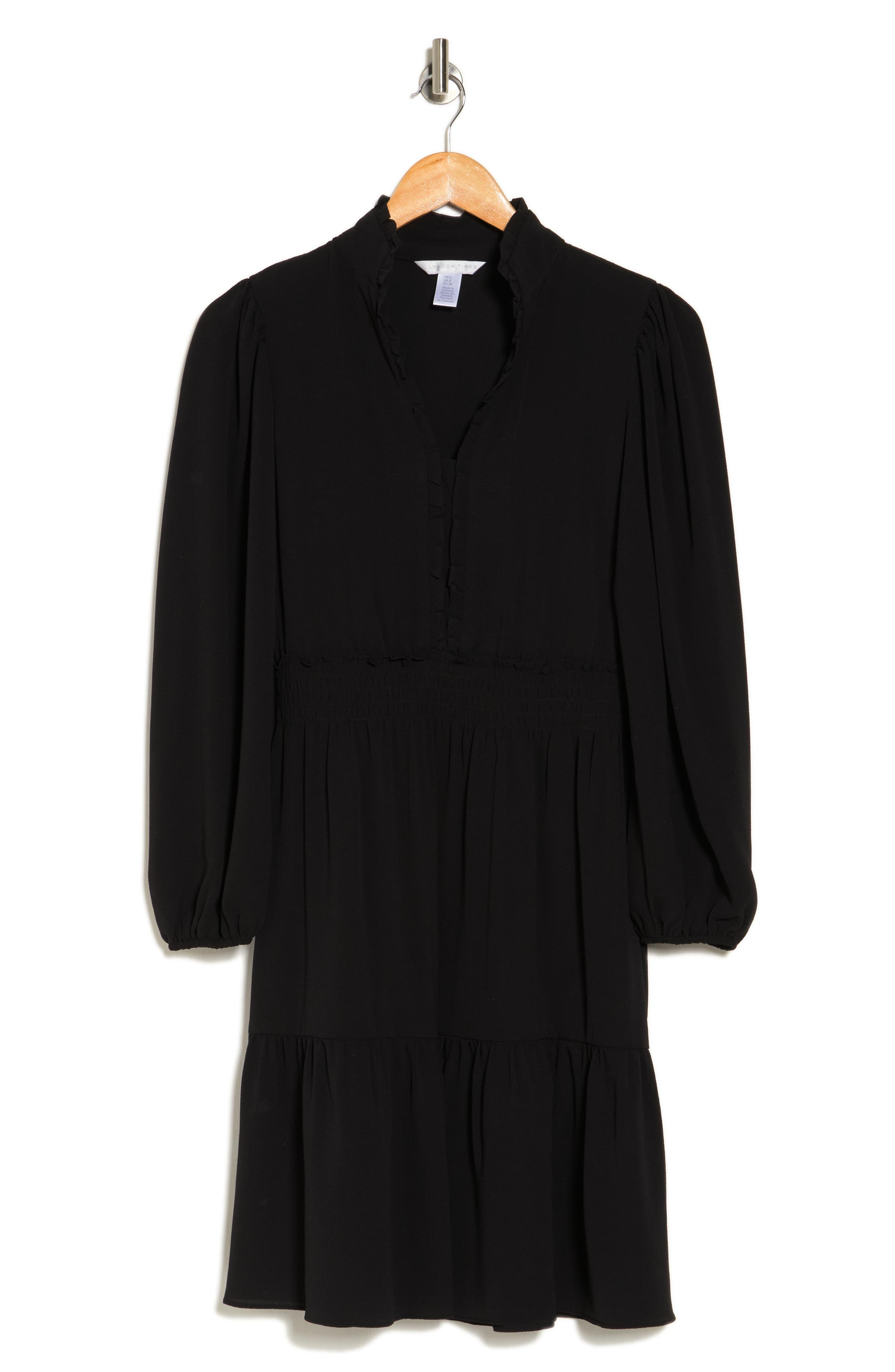 London Times Smocked Waist Ruffle Bodice Dress in Black Lyst