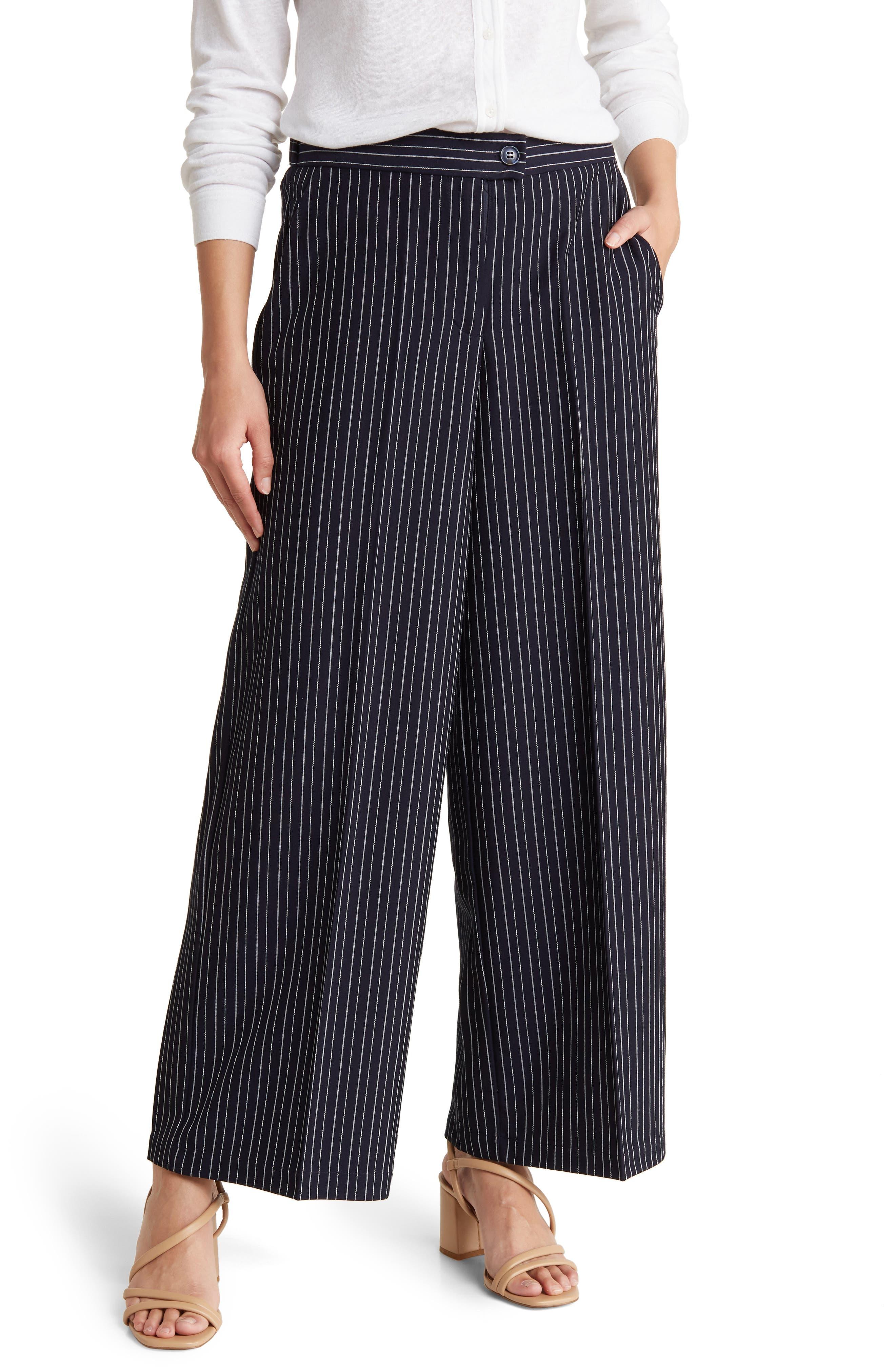 Adrianna Papell Pinstripe Pants in Blue Lyst