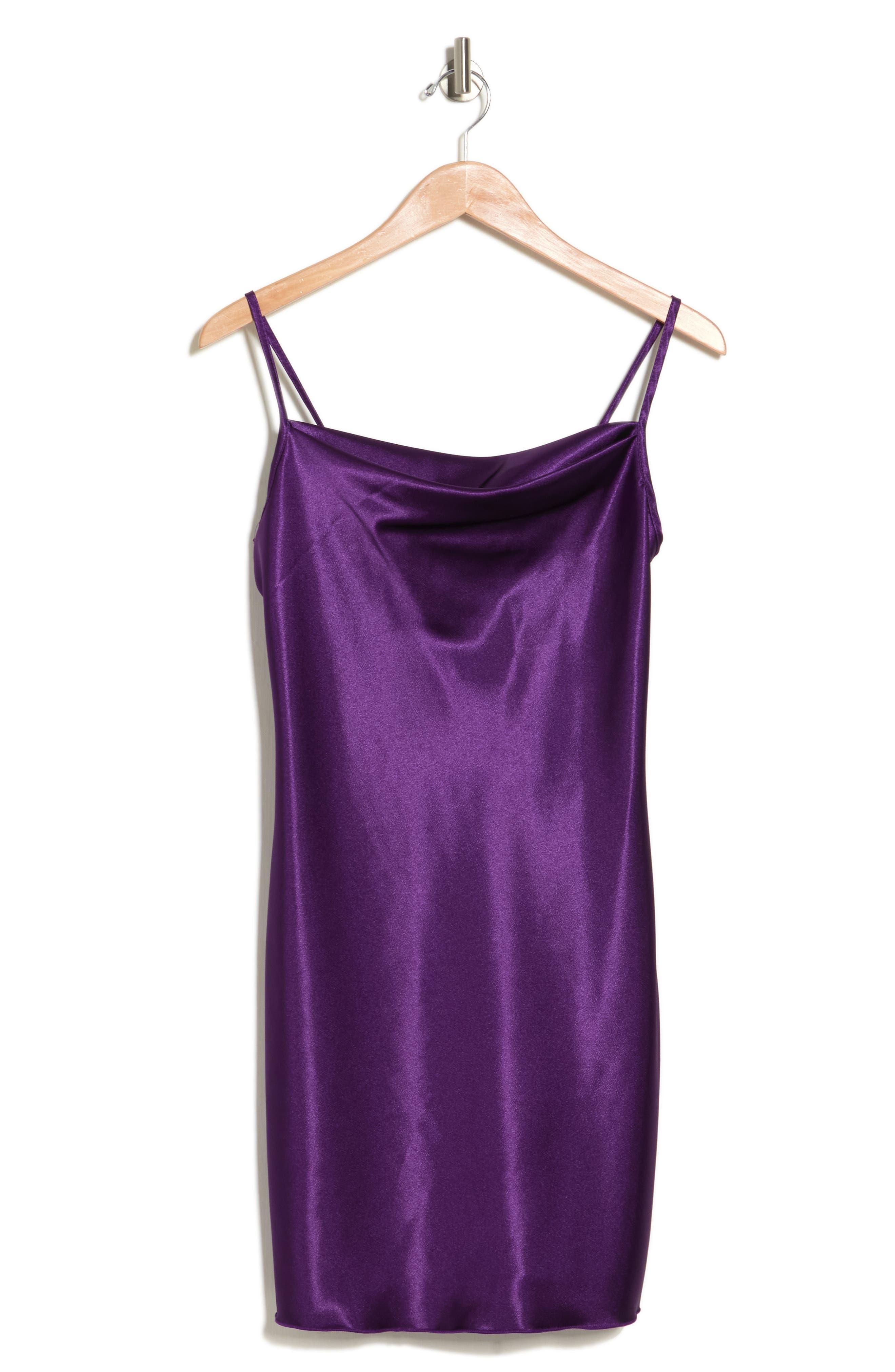 Bebe Cowl Neck Satin Slip Dress In Pur At Nordstrom Rack in Purple Lyst