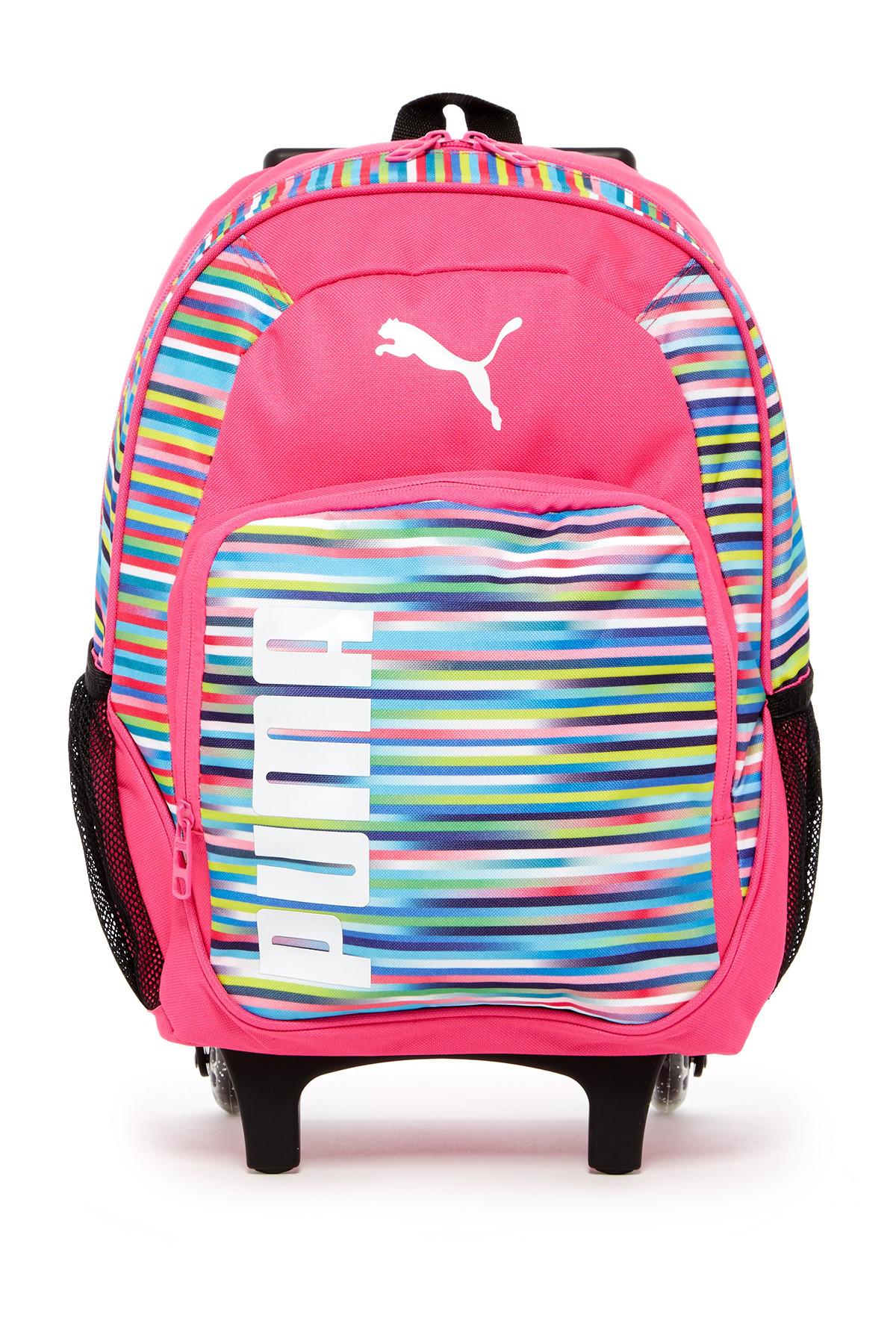 PUMA Rolling Wheeled Backpack in Pink 