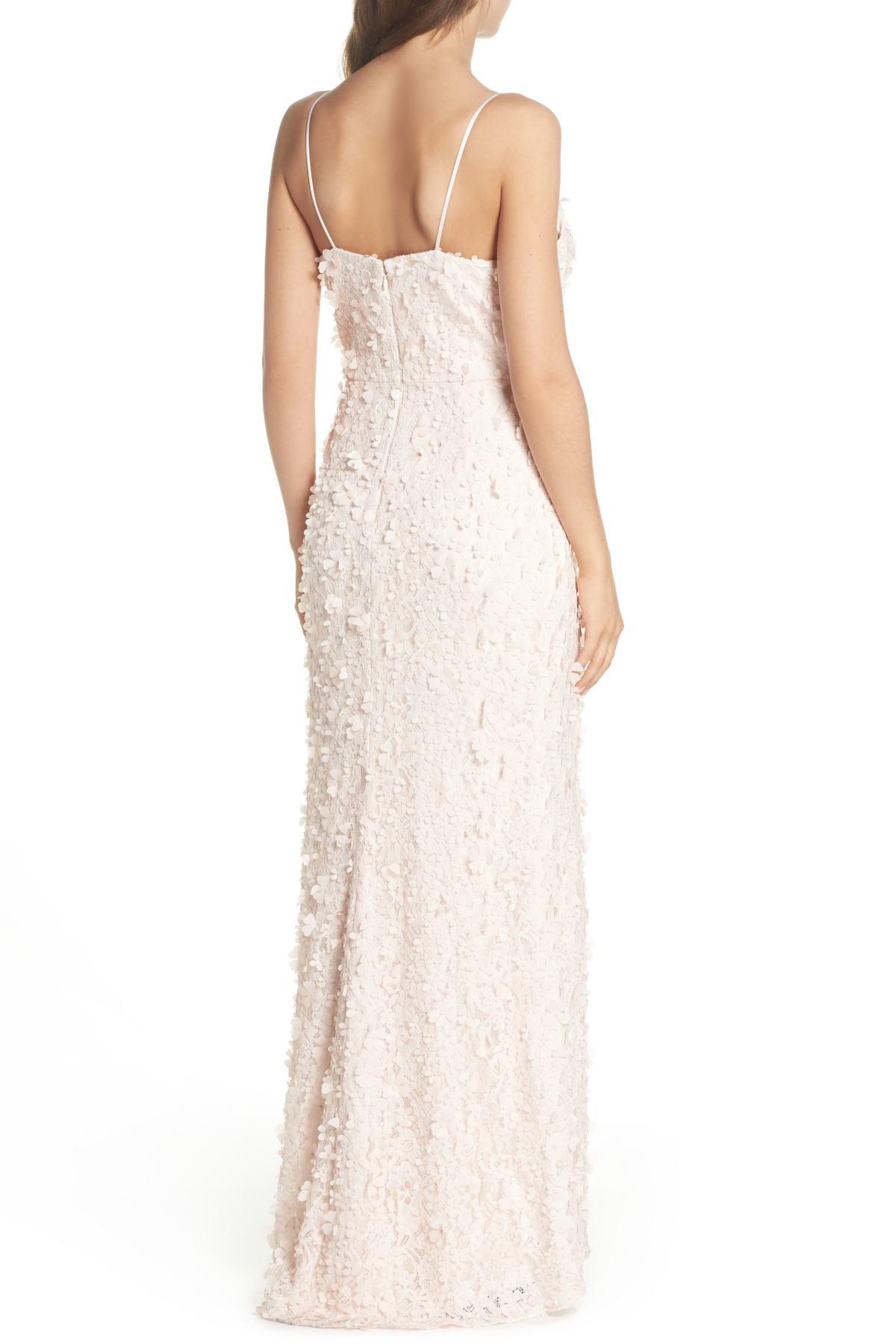 eliza j floral applique lace gown