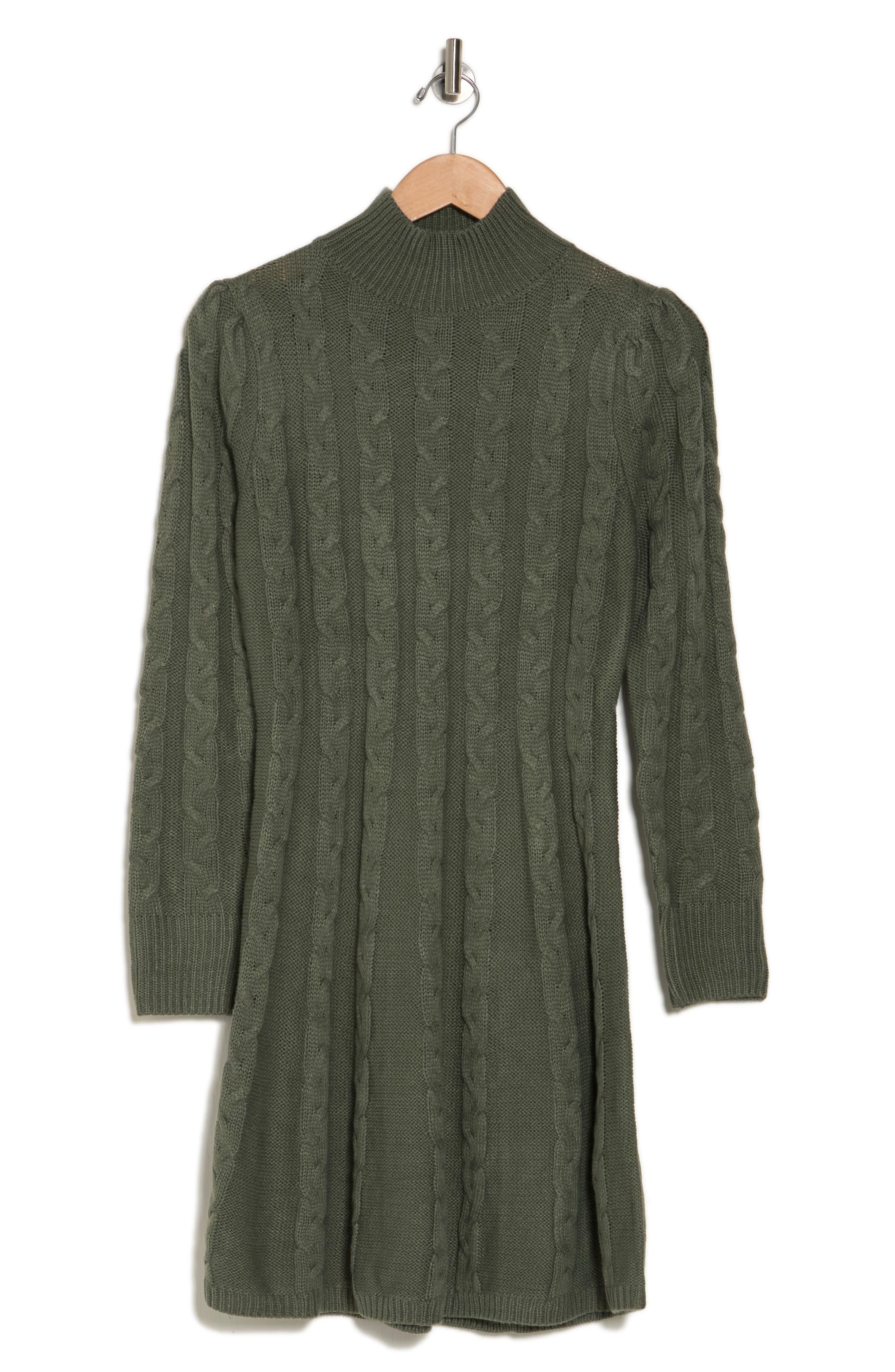 Lucky Brand Long Sleeve Cable Knit Sweater Dress in Green Lyst