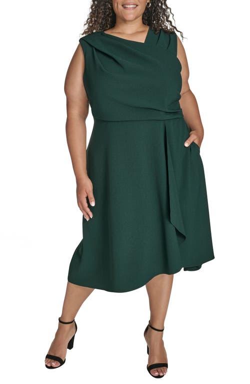 pleated flared dress Fit and Flare Dress with Deep V Pleated Neckline & Chiffon Skirt main image 1