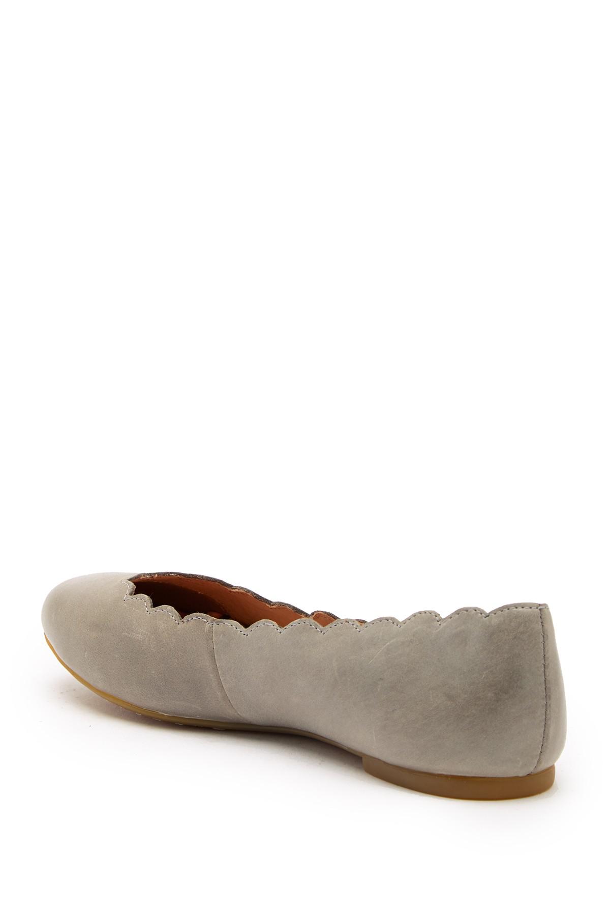 born allie scalloped leather flat