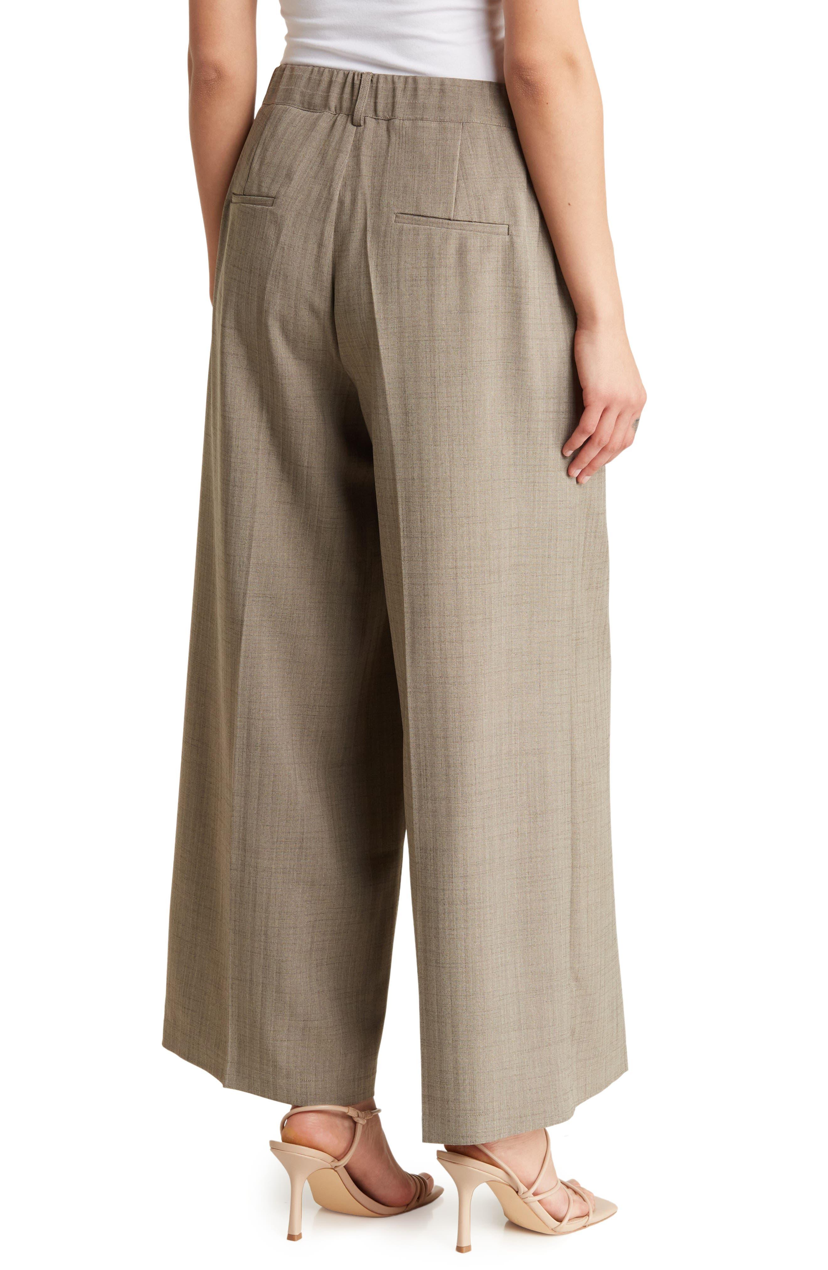 Adrianna Papell Wide Leg Pants in Natural | Lyst
