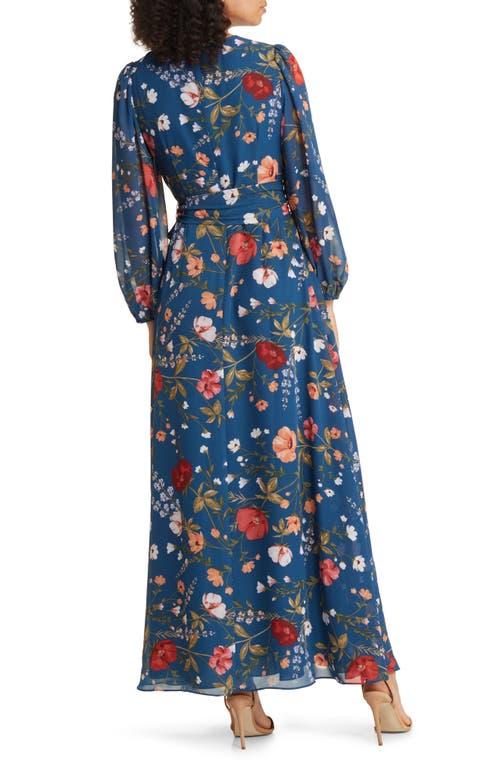 pleated floral chiffon maxi dress eliza j Eliza J Chiffon Maxi Dress