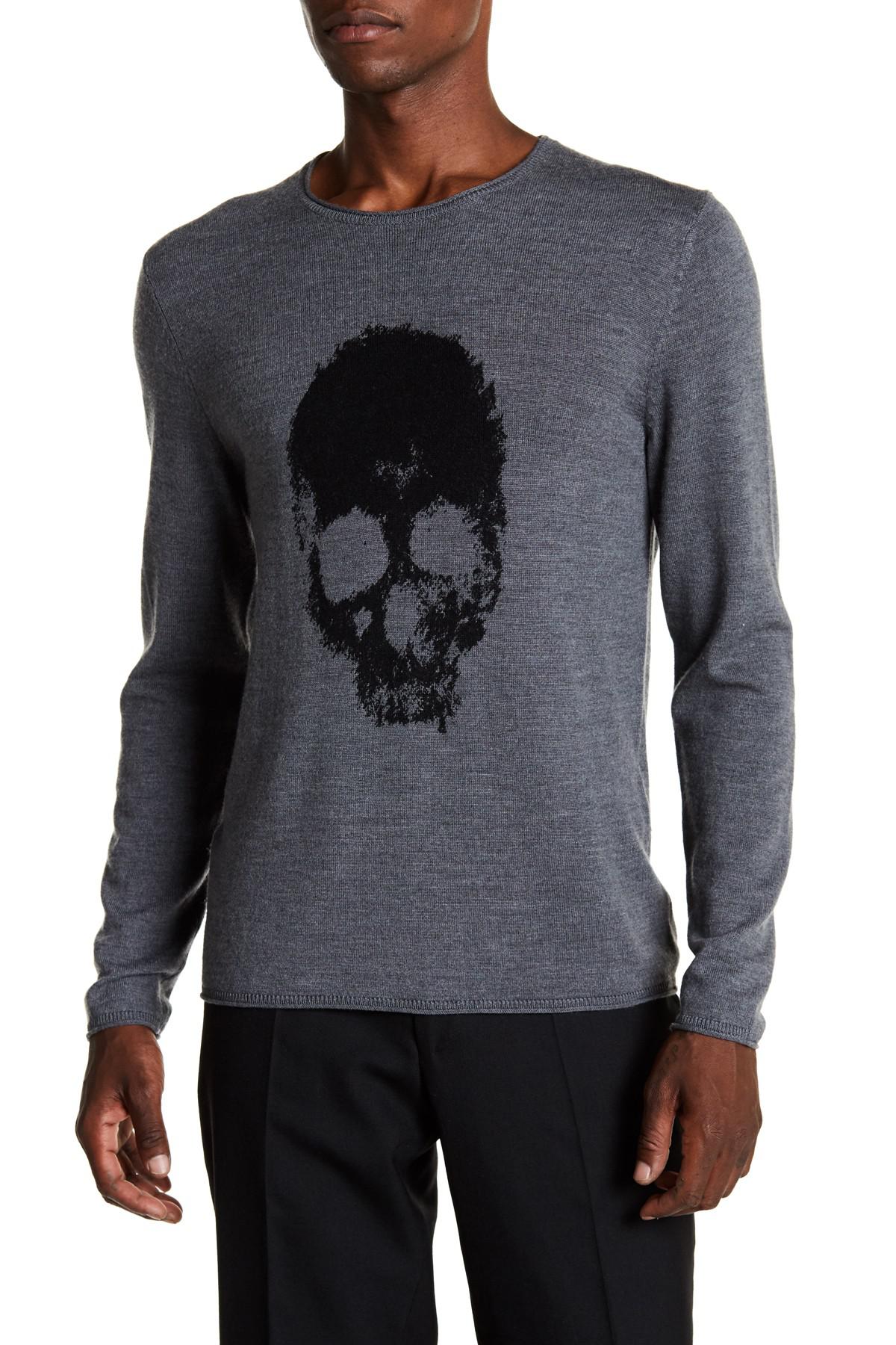 The Kooples Printed Skull Sweater in Gray for Men - Lyst