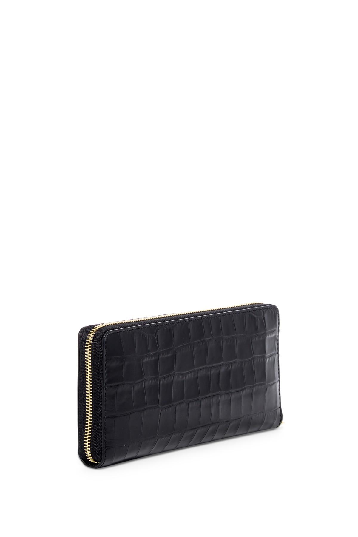 Michael Kors Black Patent Leather Zip Around Wallet Michael Kors