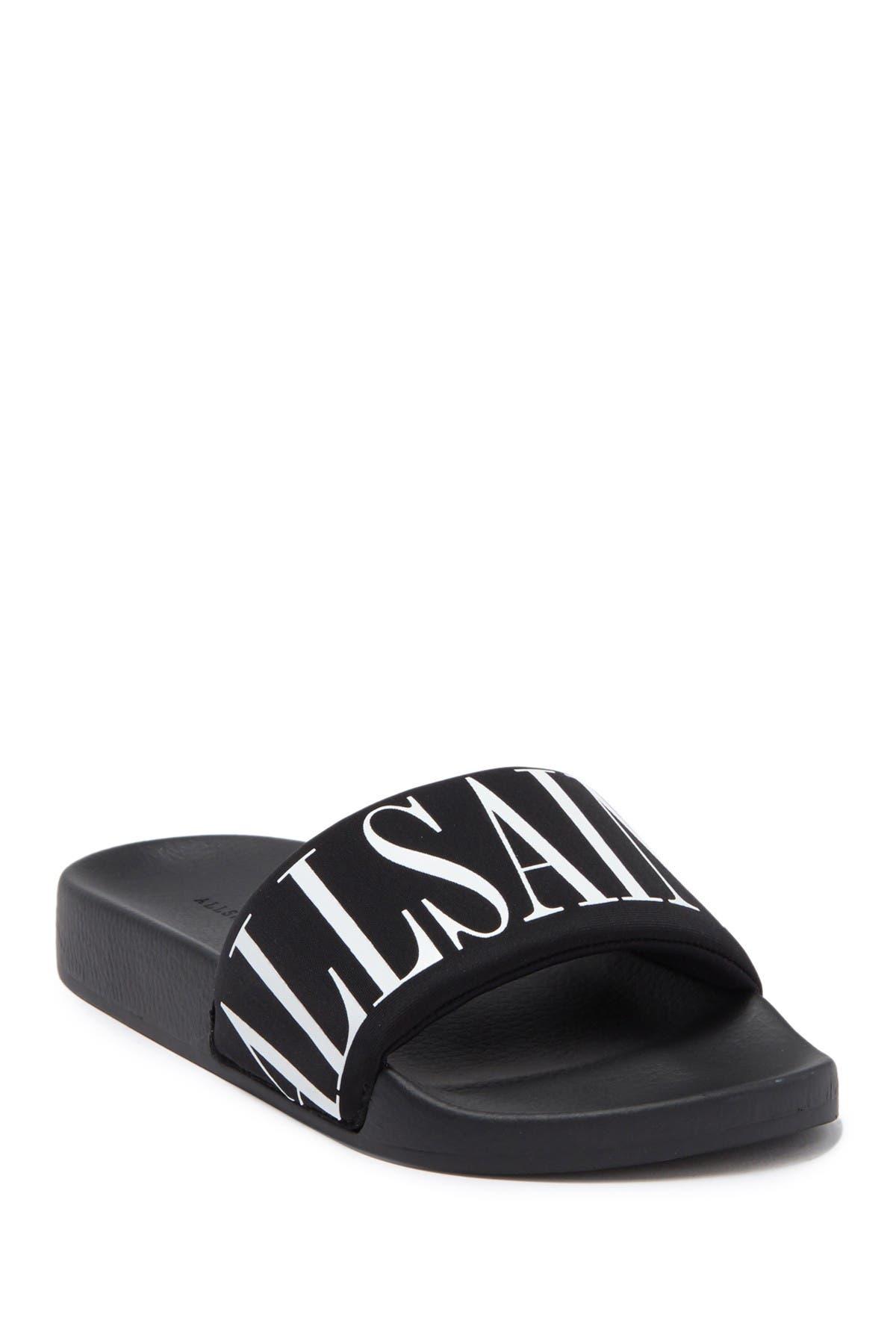 AllSaints Signet Pool Slide Sandal in Black | Lyst