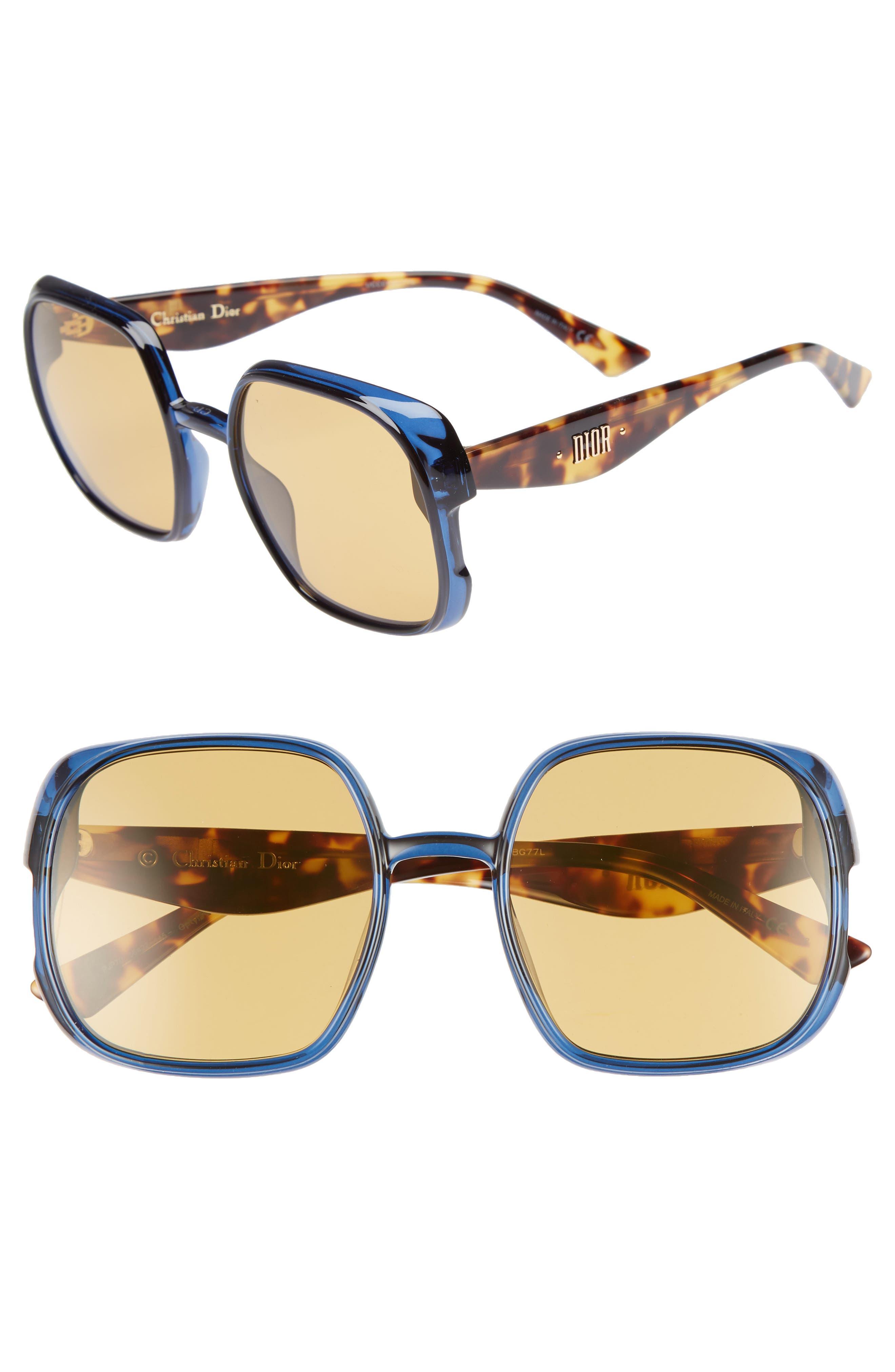 Dior Nuance 56mm Square Sunglasses In Blue At Nordstrom Rack | Lyst