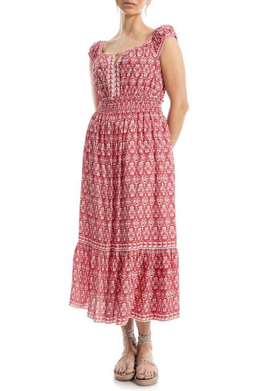 max studio tiered midi dress Max Studio Women's Puff Sleeve Tiered Midi Dress, Washed Red, X-Small at Amazon Women's Clothing store