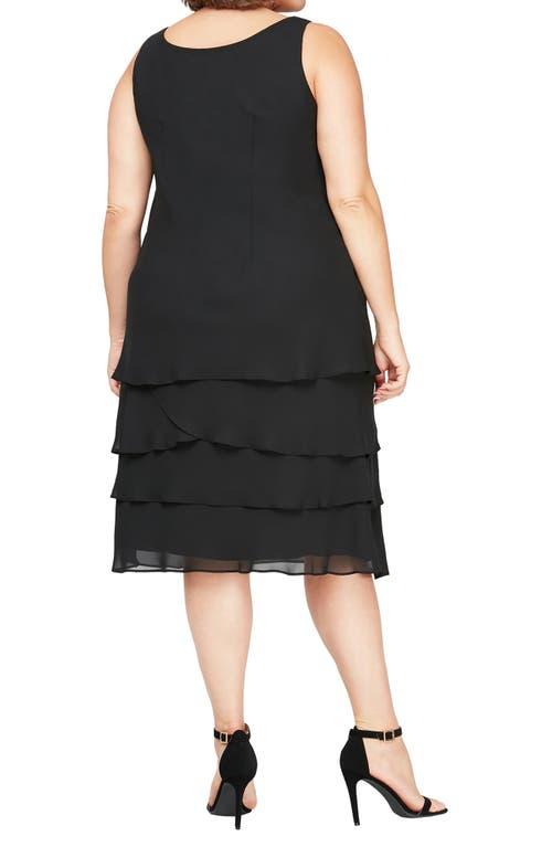 slny black dress Sl Fashions Women's Jacquard V-Neck High-Low Dress - Black main image 1