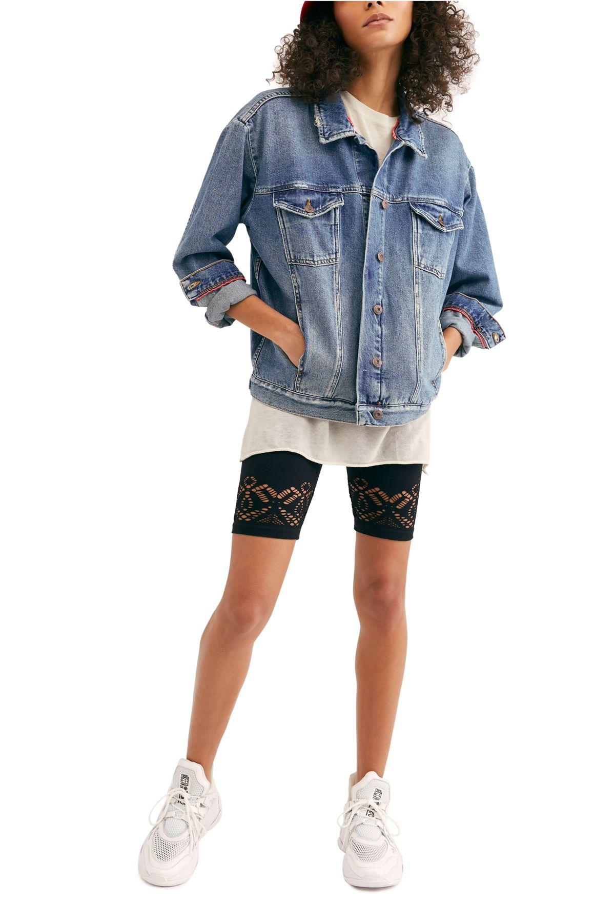 free people ramona cotton denim trucker jacket