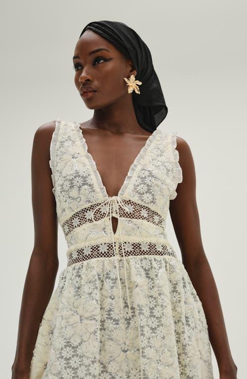 For Love & Lemons Snowflake Daisy Mesh Maxi Dress in Natural | Lyst
