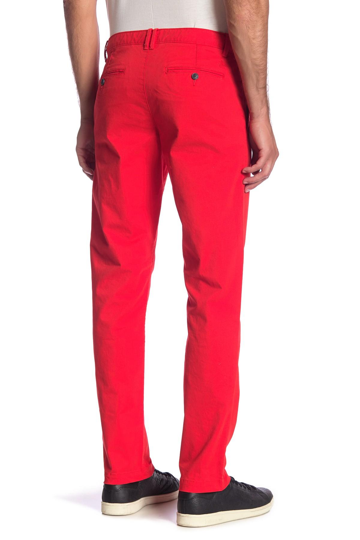 Original Penguin Cotton Slim Stretch Chino Pants in Red for Men - Lyst