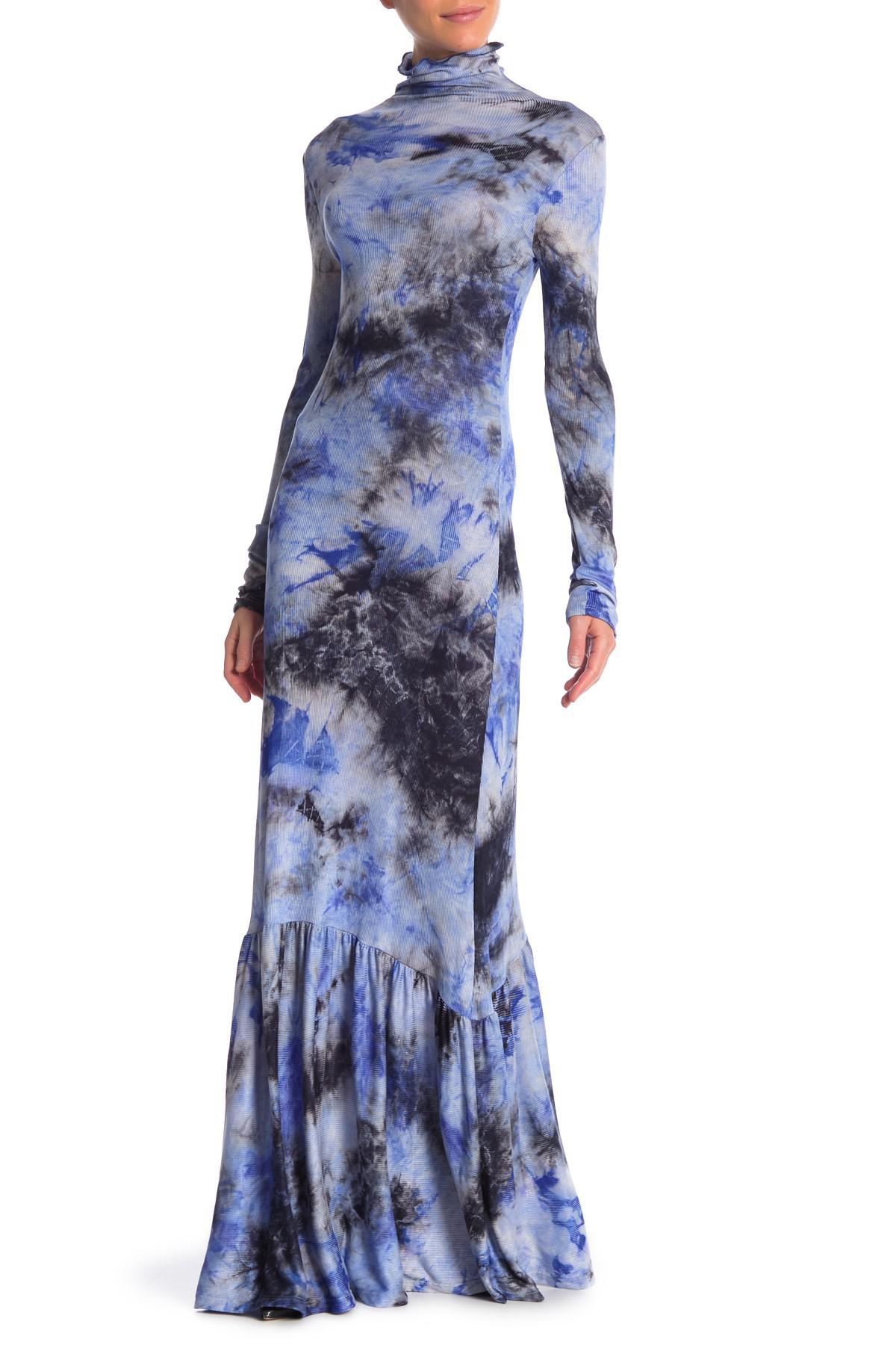 Go Couture Long Sleeve Turtleneck Maxi Dress in Blue | Lyst