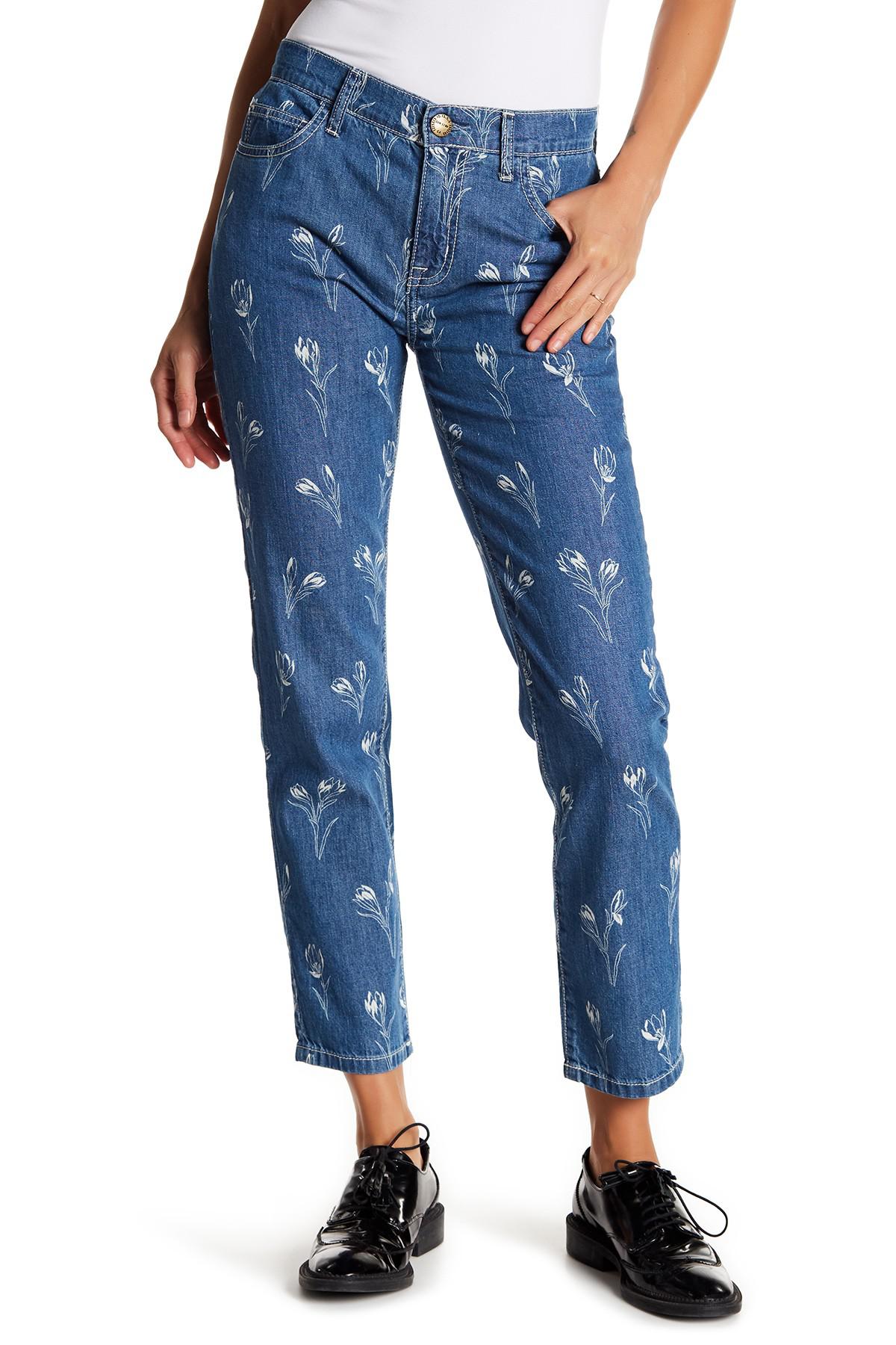 Current/Elliott Denim The Fling Floral Print Jeans in Blue - Lyst