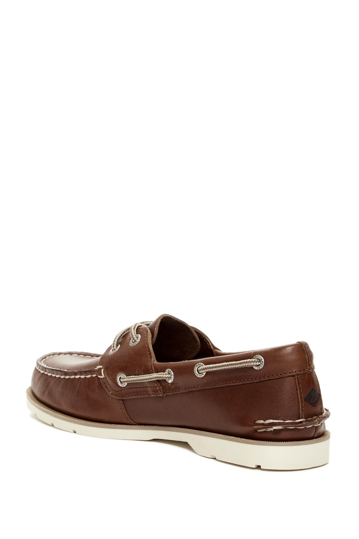 Sperry TopSider Leeward Leather Boat Shoe in dk Tan