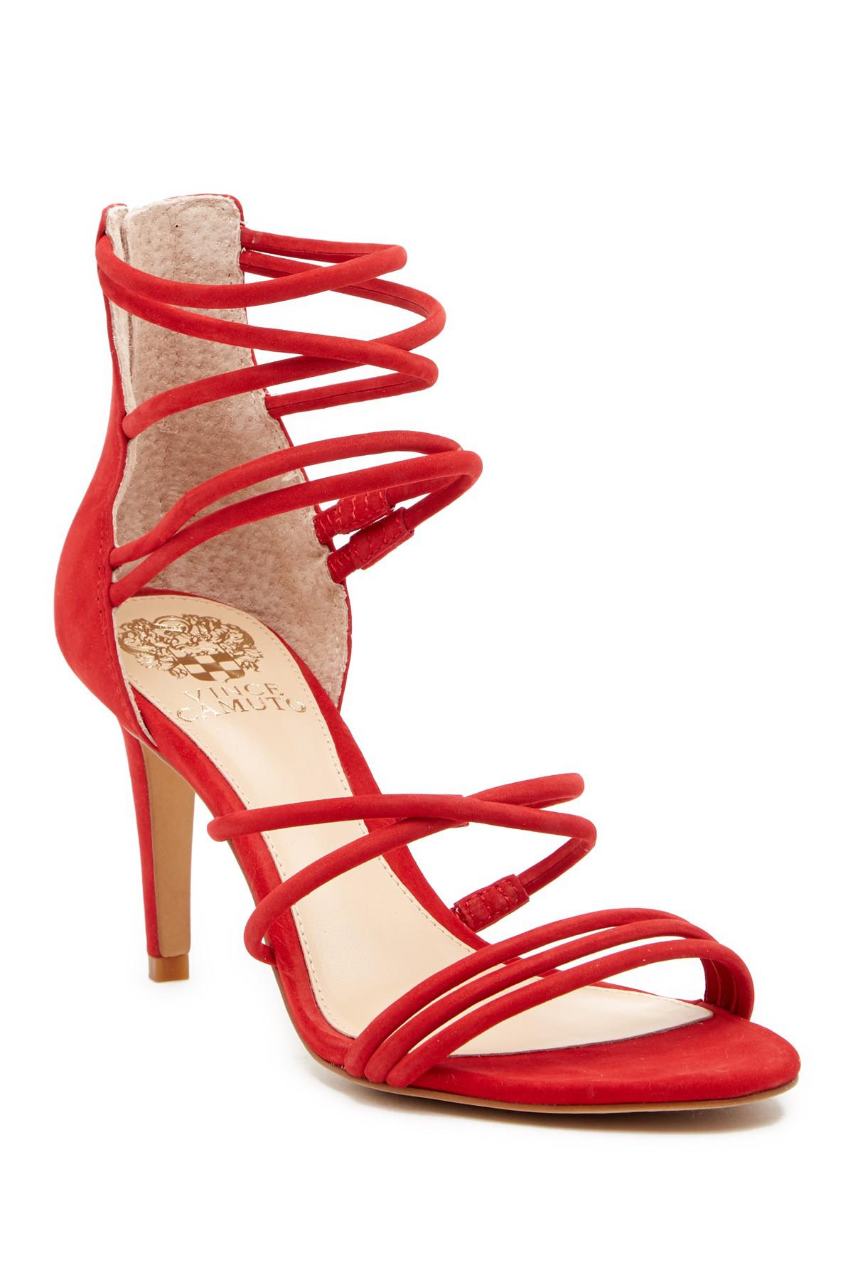 Vince Camuto Leather Cadella Strappy Sandal in Red - Lyst