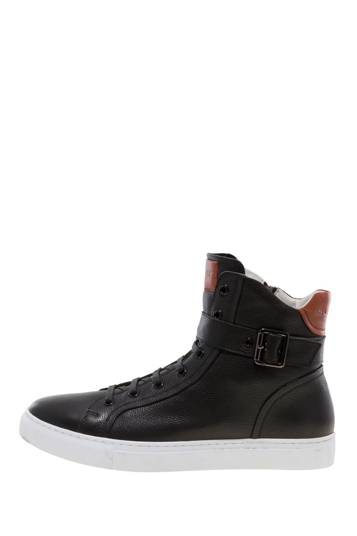 Jump Suede Bloke Leather High Top Sneaker in Black Leather (Black) for ...