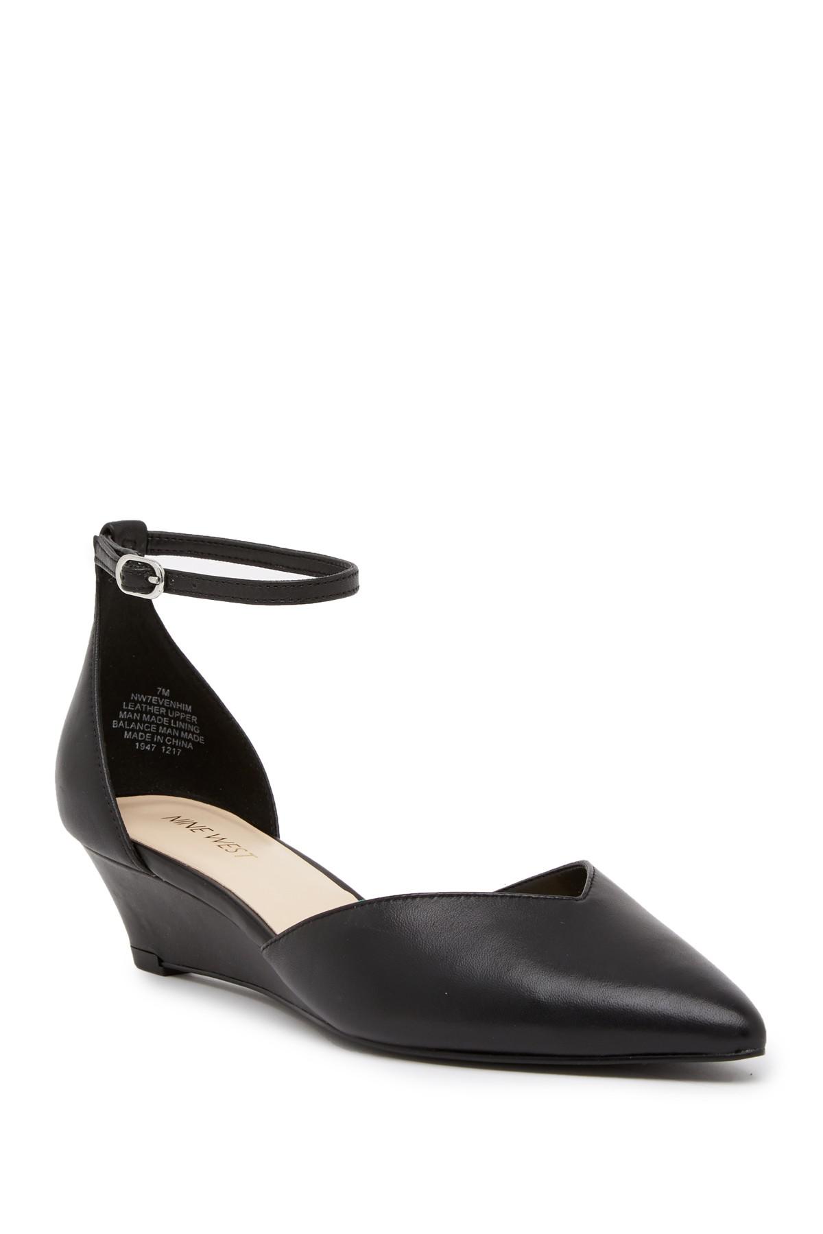 Nine West Evenhim Leather Pointed Toe Wedge Pump - Wide Width Available in  Black | Lyst