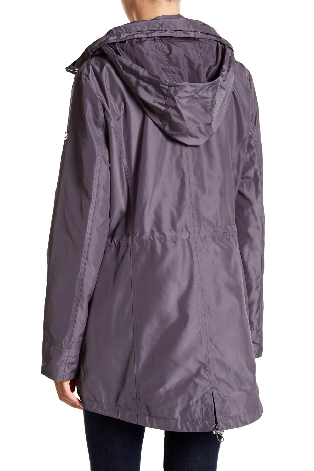 michael michael kors missy snap & zip front hooded raincoat