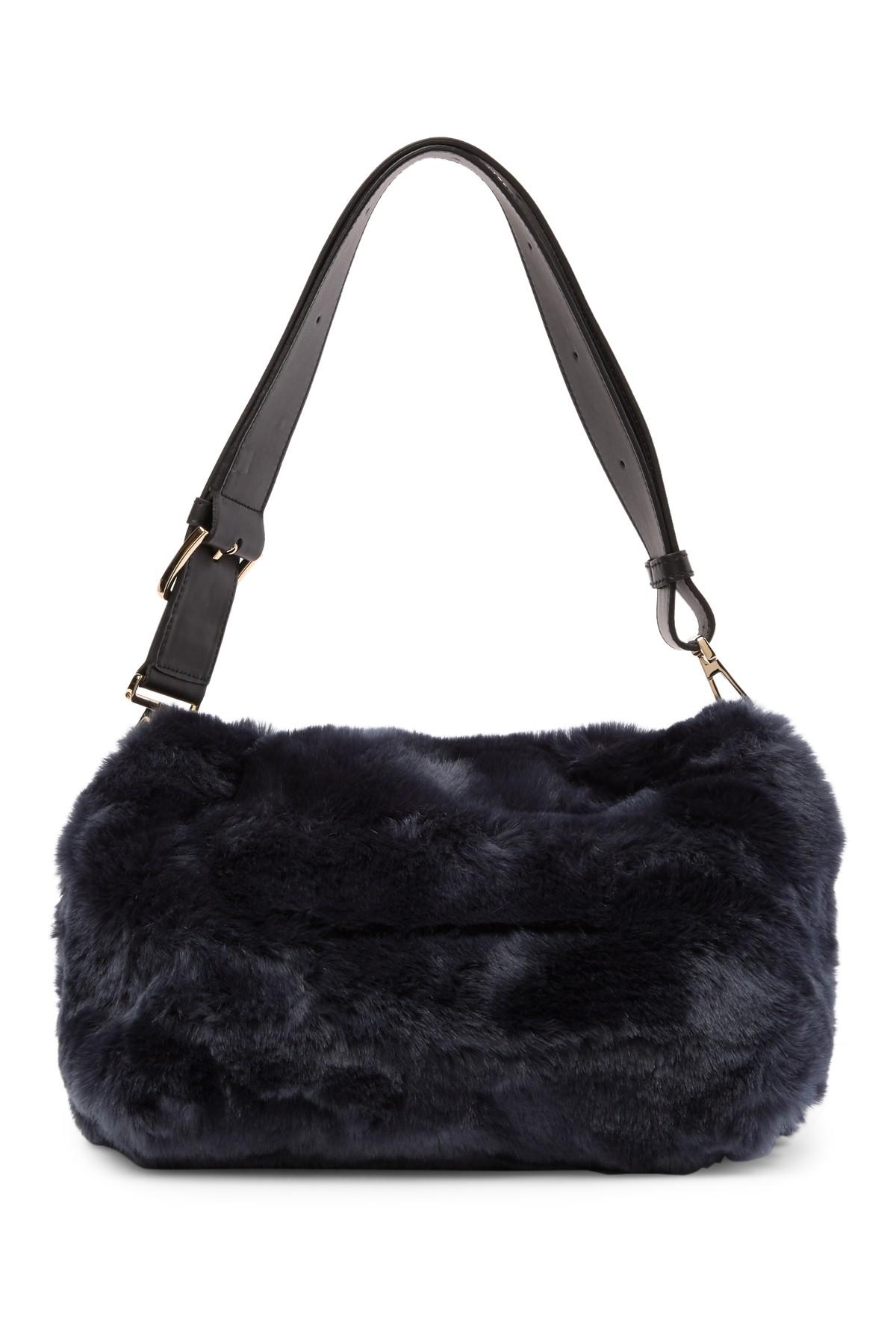 Furla Caos Faux Fur Shoulder Bag in Black Lyst
