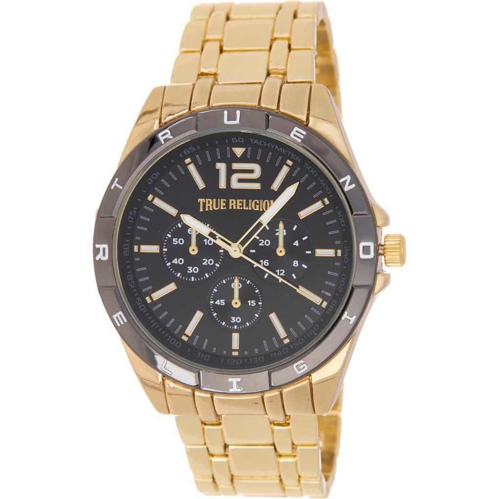 TRUE RELIGION Round Logo Bezel Bracelet Watch, 43.2Mm in Metallic
