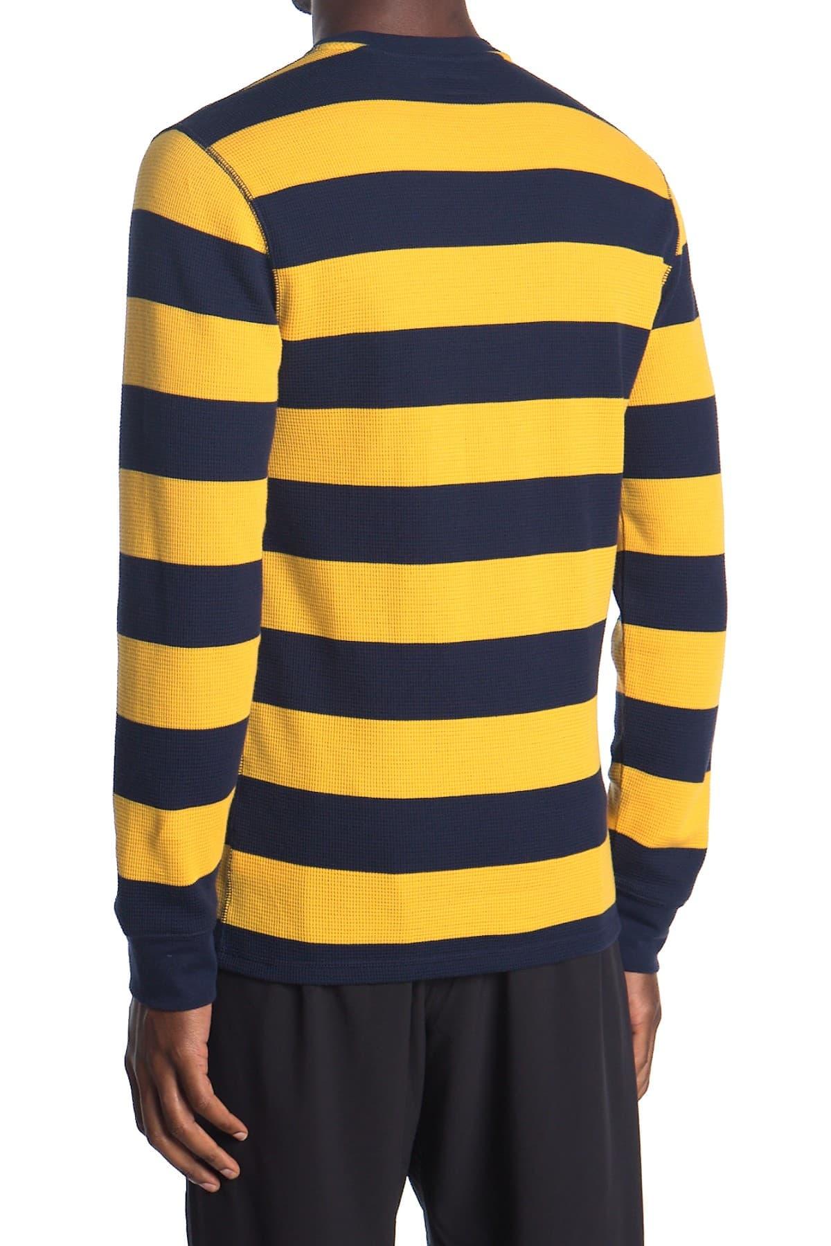Polo Ralph Lauren Cotton Waffle Knit Rugby Stripe Sweater in Yellow for