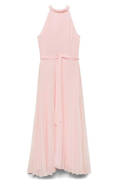 Mango Pleated Sleeveless Chiffon Maxi Dress in Pink | Lyst