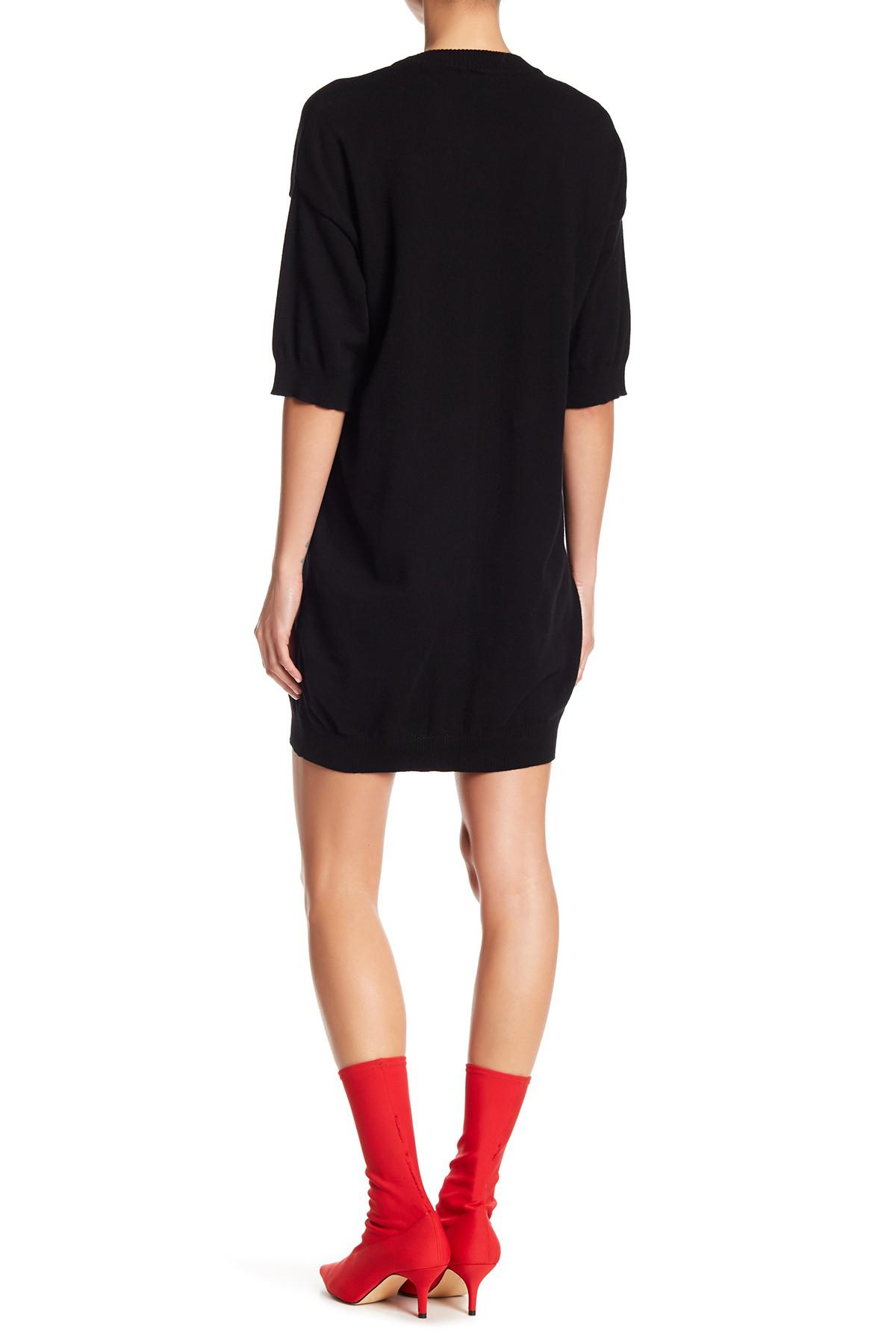 Love Moschino Cotton Vestito Popstar Knit T-shirt Dress in Black - Lyst