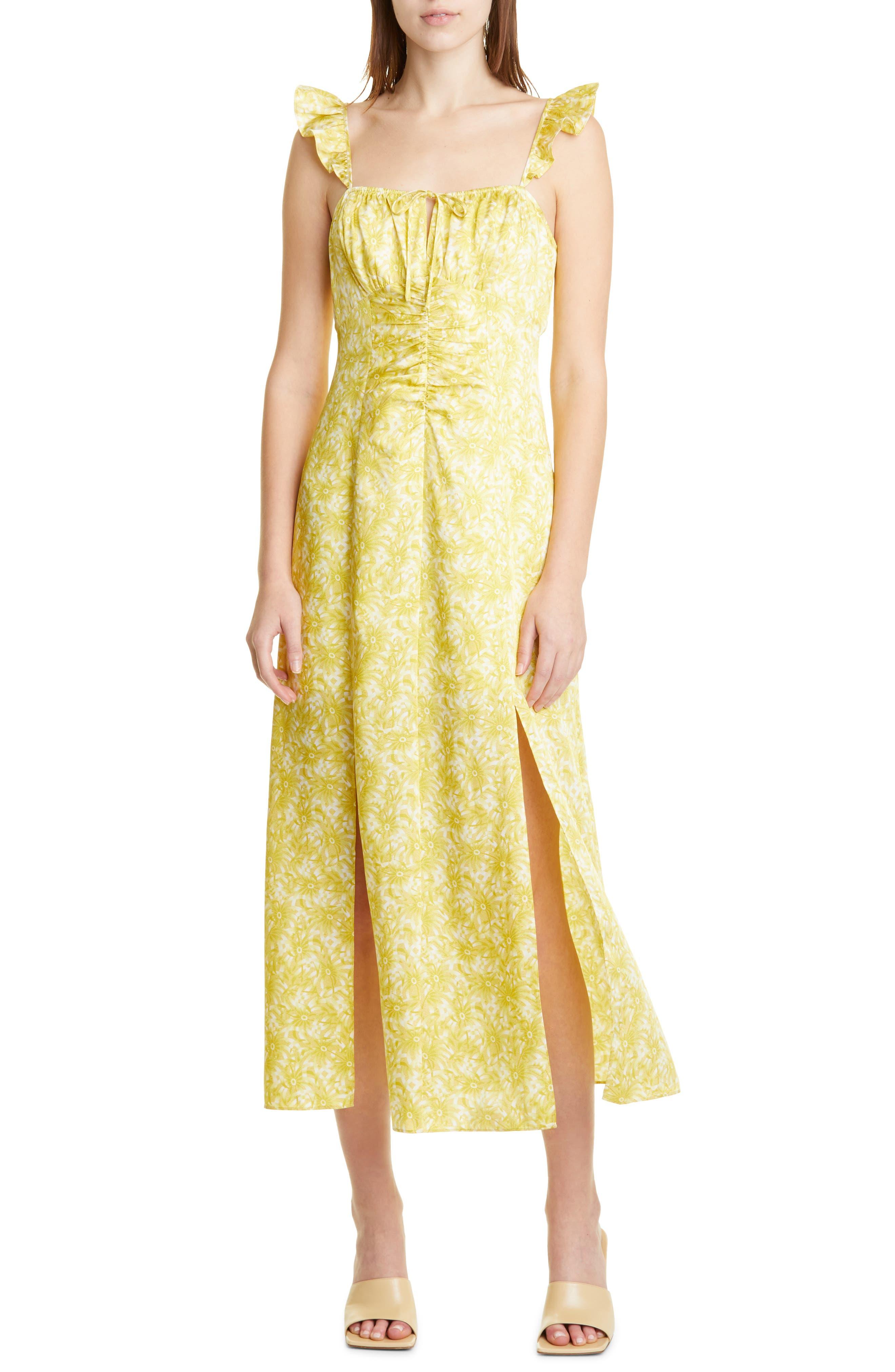 Cinq À Sept Milicent Floral Midi Dress in Yellow | Lyst