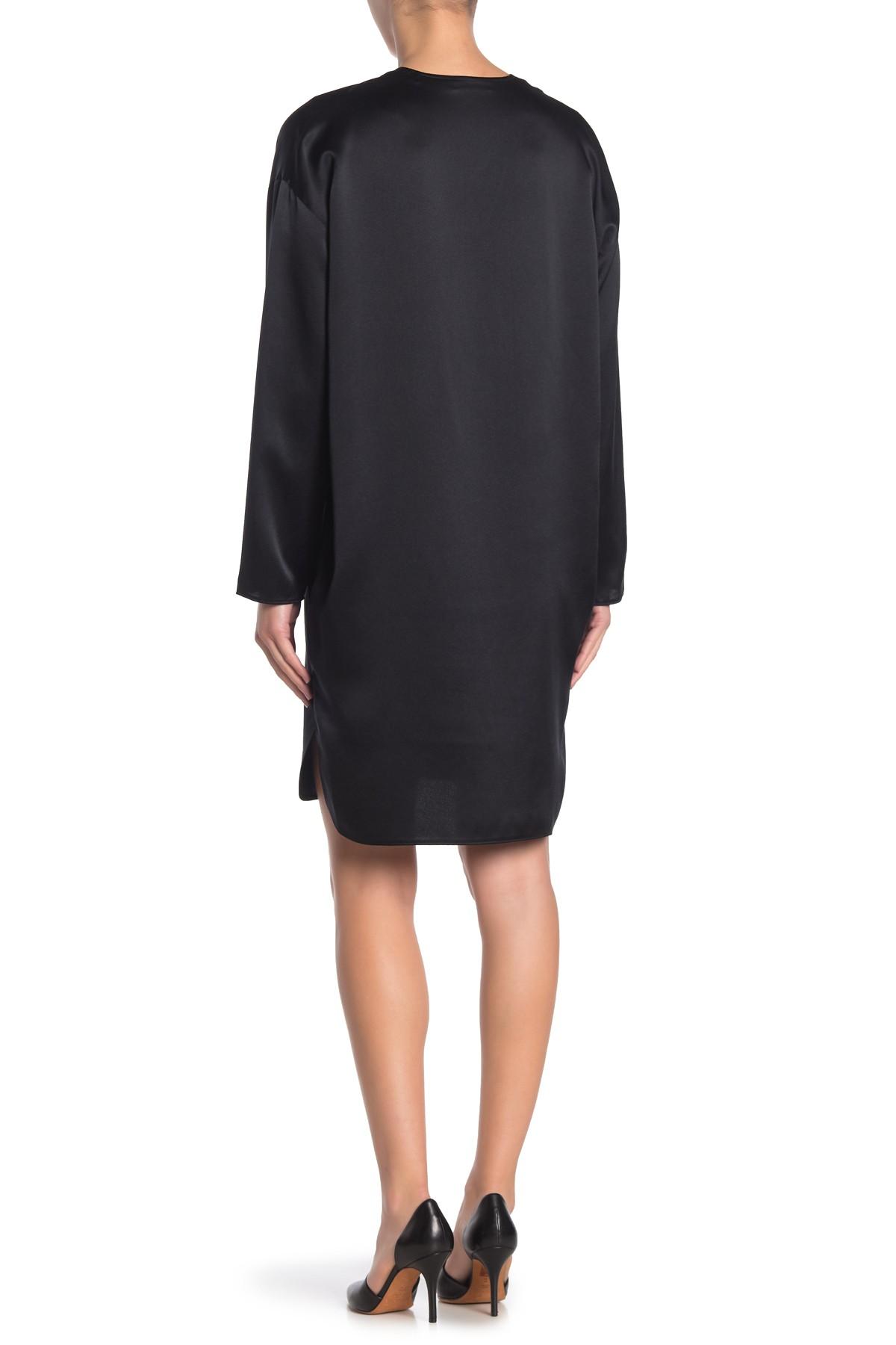Vince Satin Silk Tunic Dress in Black Lyst