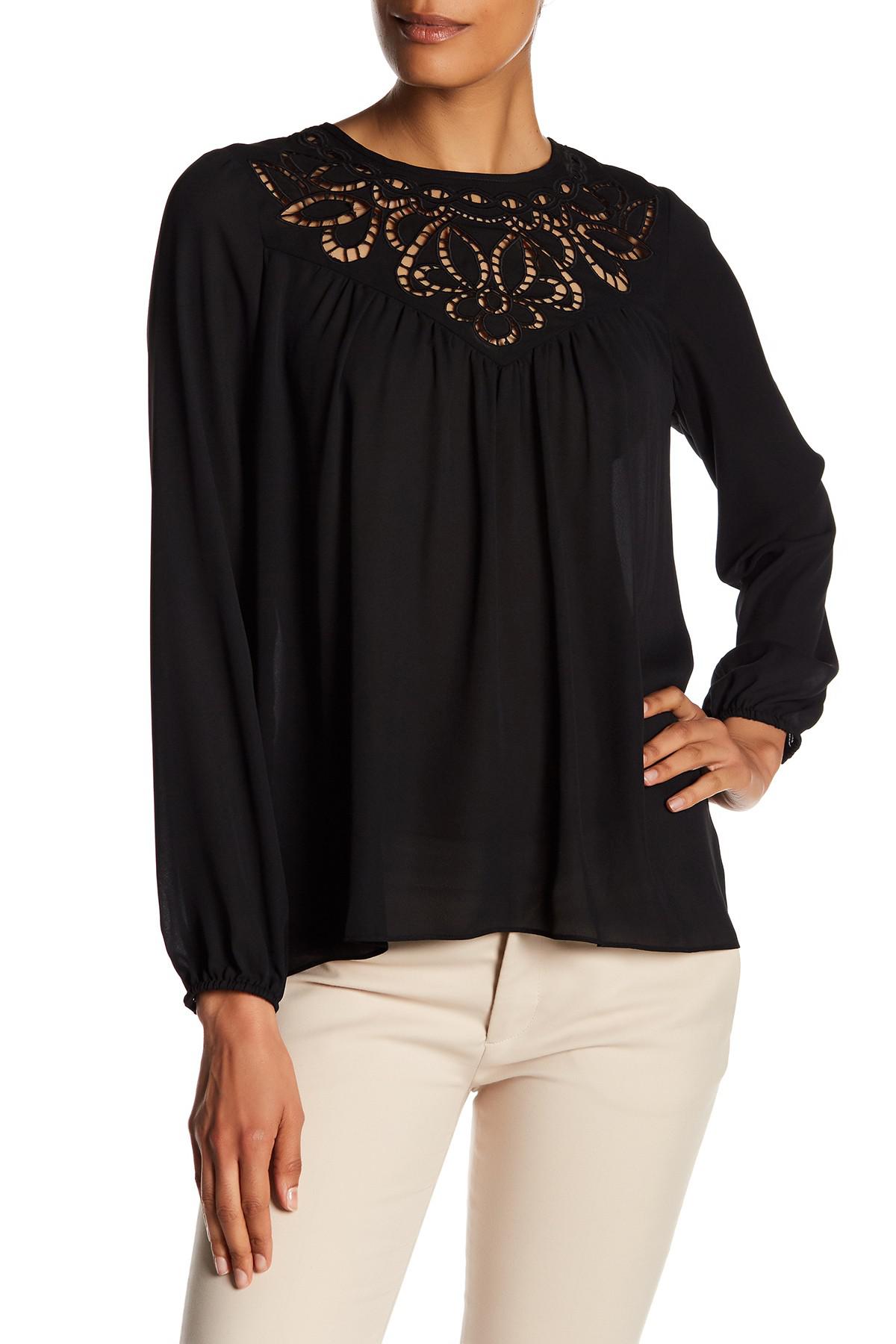 Lyst Parker Embroidered Peasant Blouse in Black