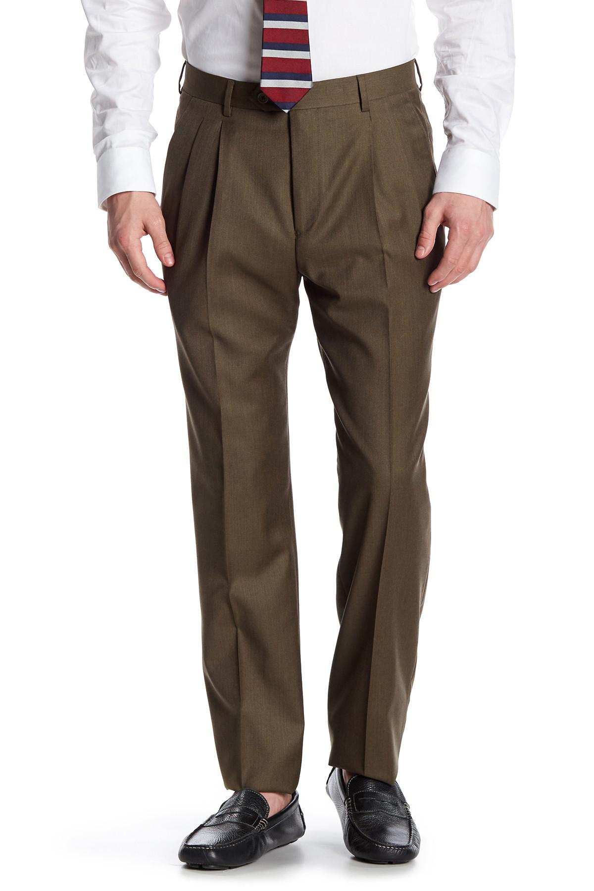 Santorelli 'luxury Serge' Double Pleated Wool Trousers in Green for Men ...