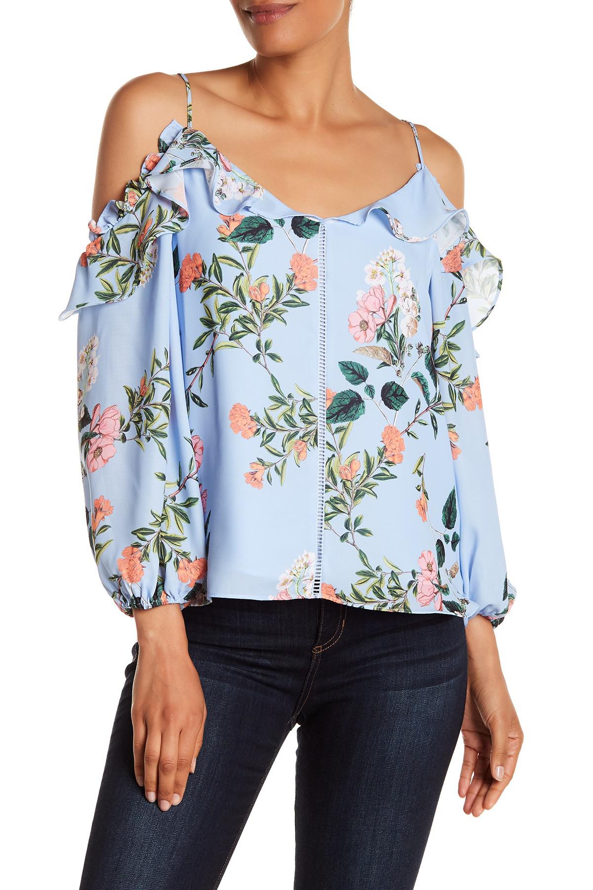 parker cold shoulder ruffle blouse