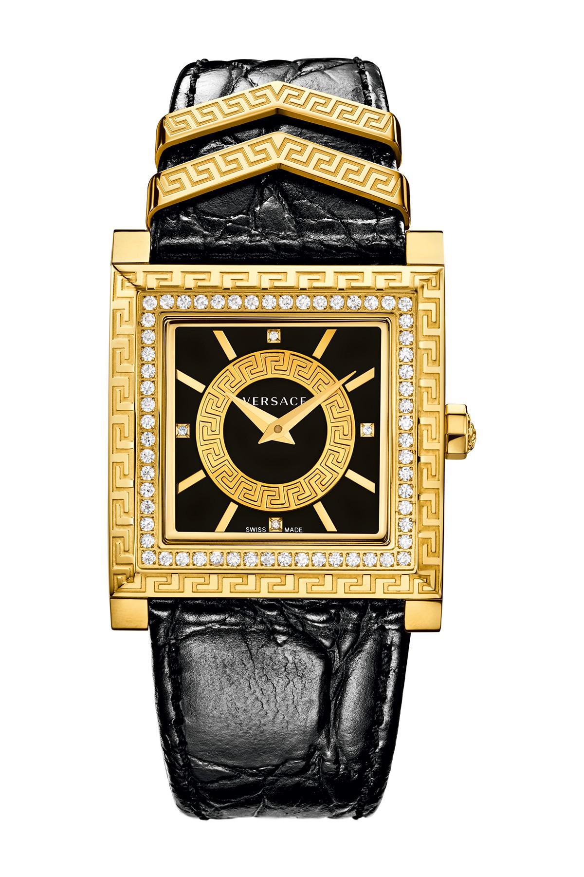 Versace Leather Diamond Gold Black Watch in Yellow Gold (Metallic) Lyst