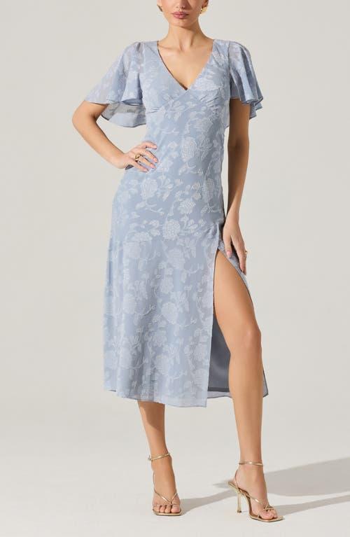 Astr Floral Flutter Sleeve Cutout Back Midi Dress in Blue Lyst