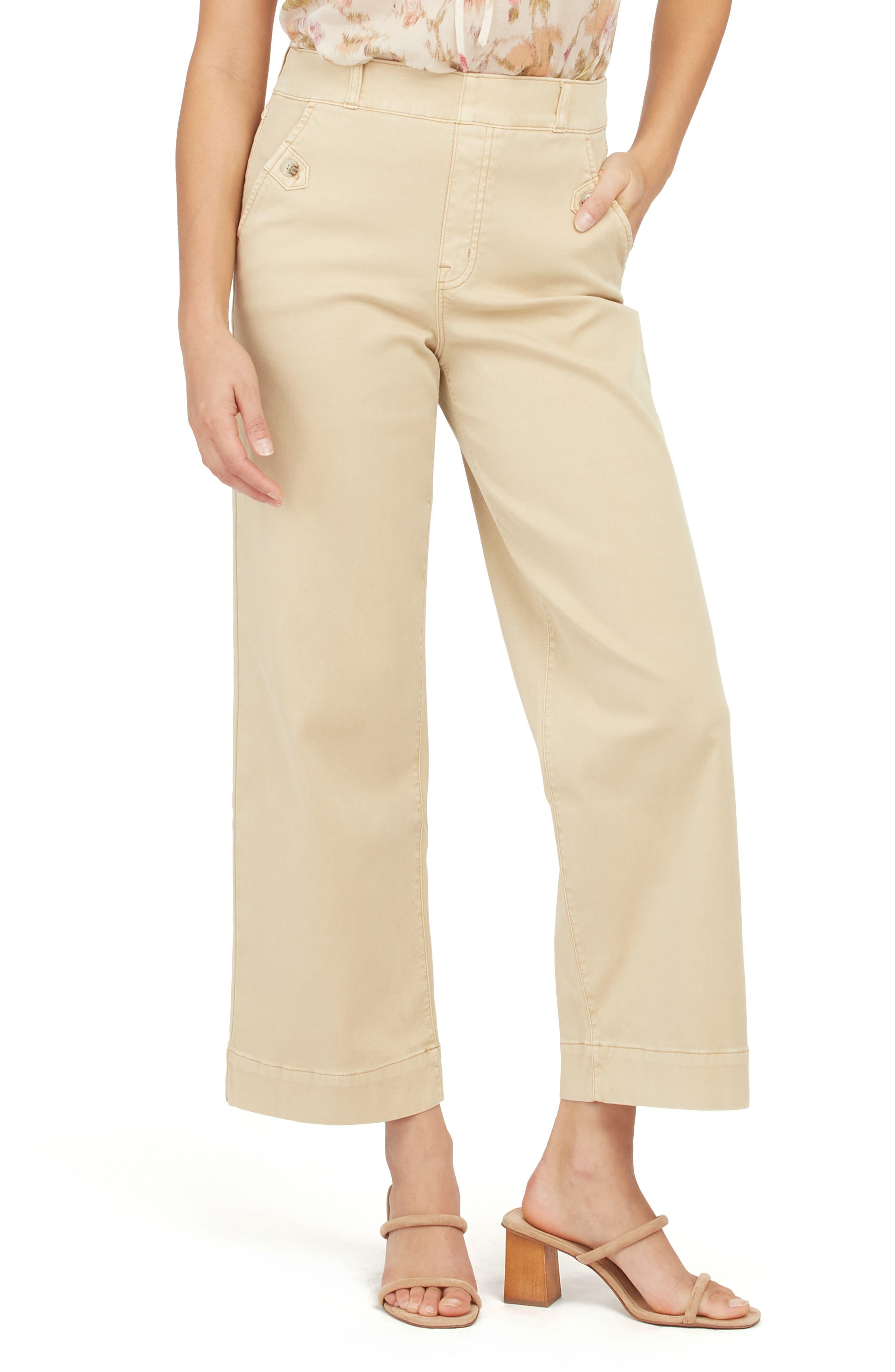Spanx Stretch Twill Cropped Wide Leg Pant in Natural