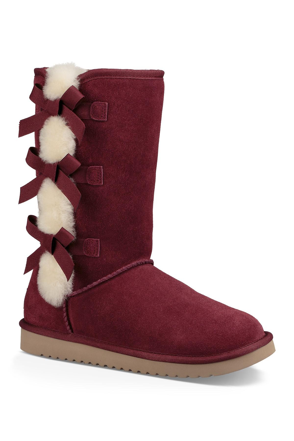 UGG Victoria Tall Genuine Dyed Sheepskin Trim & Faux Fur Boot in Red - Lyst